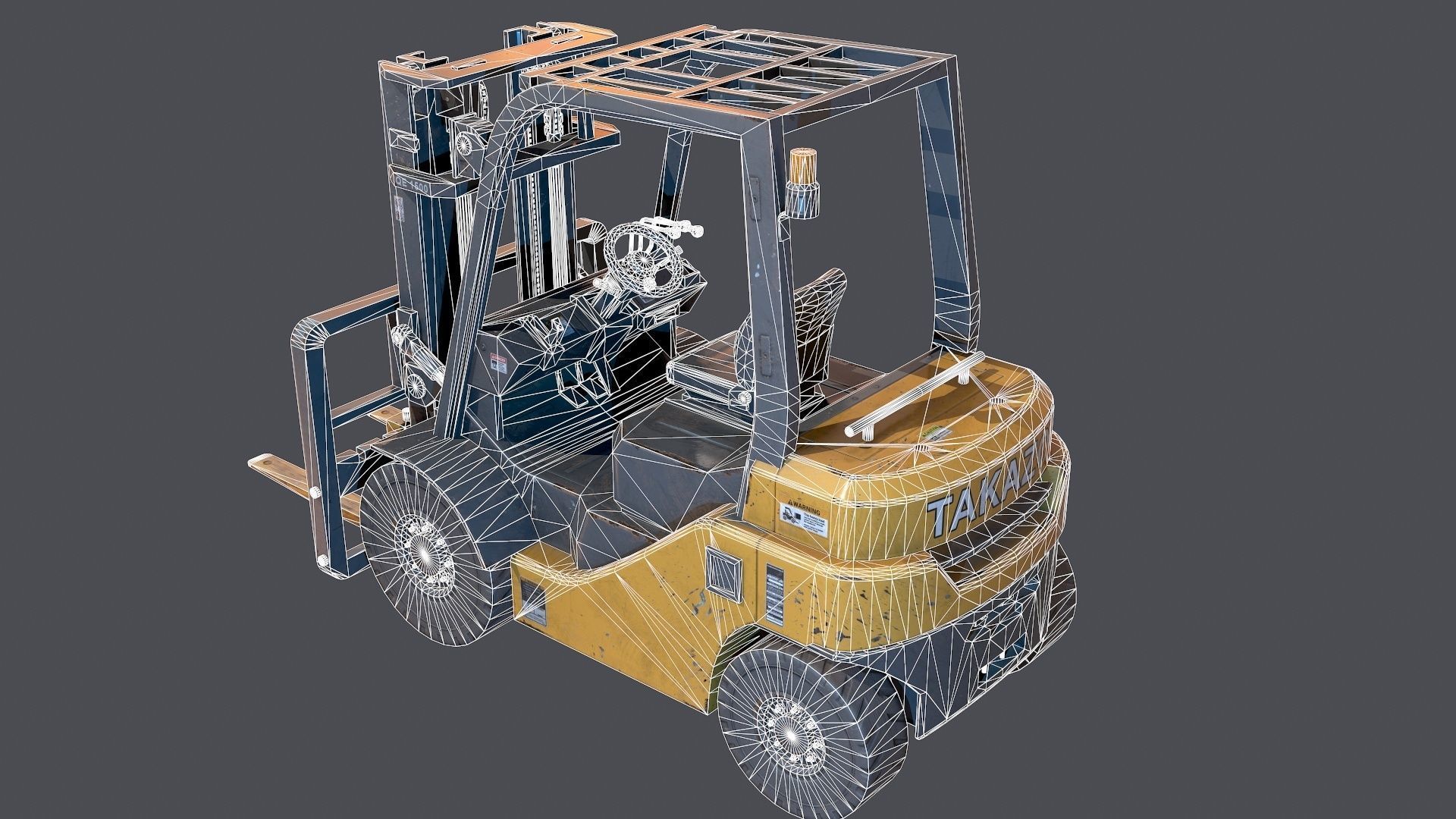 Industrial Forklift Low-poly 3D model_11