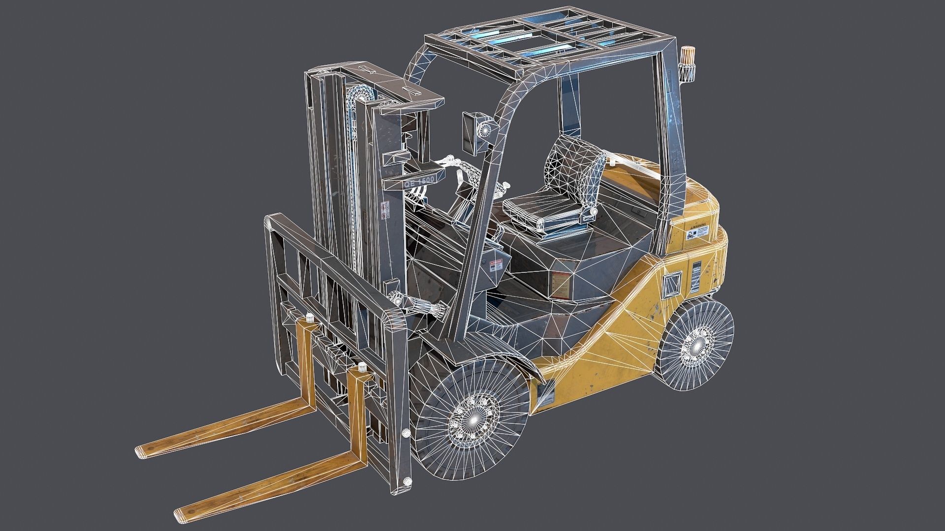 Industrial Forklift Low-poly 3D model_10