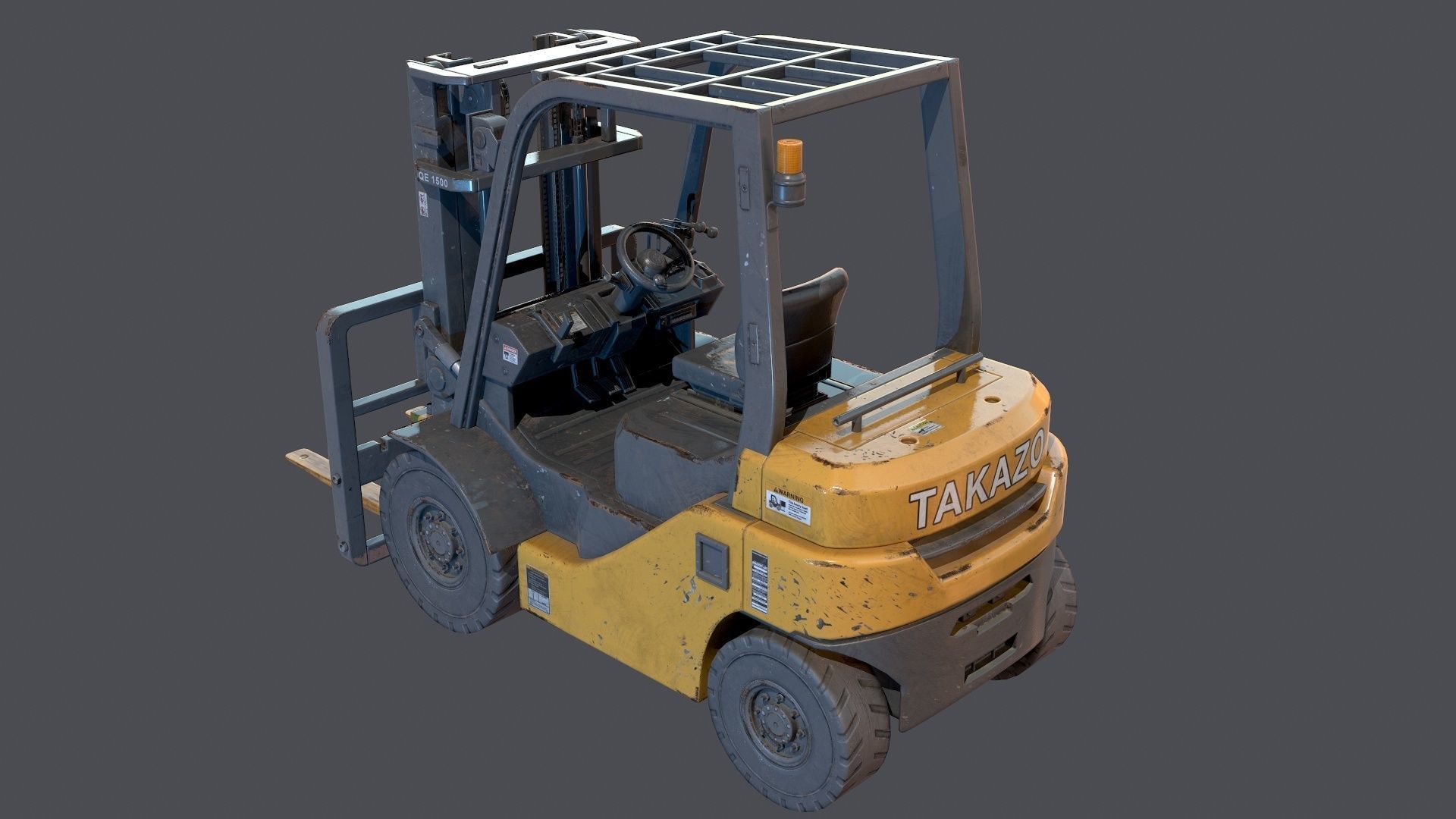 Industrial Forklift Low-poly 3D model_3