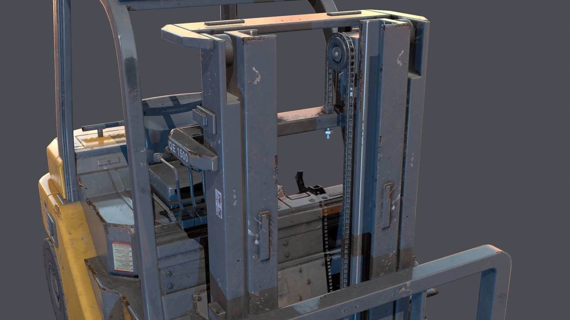 Industrial Forklift Low-poly 3D model_4