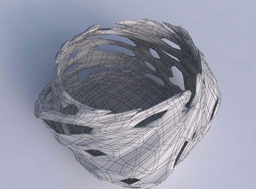 Bowl twisted elipse with faceted cuts and bulges  3D print model_6