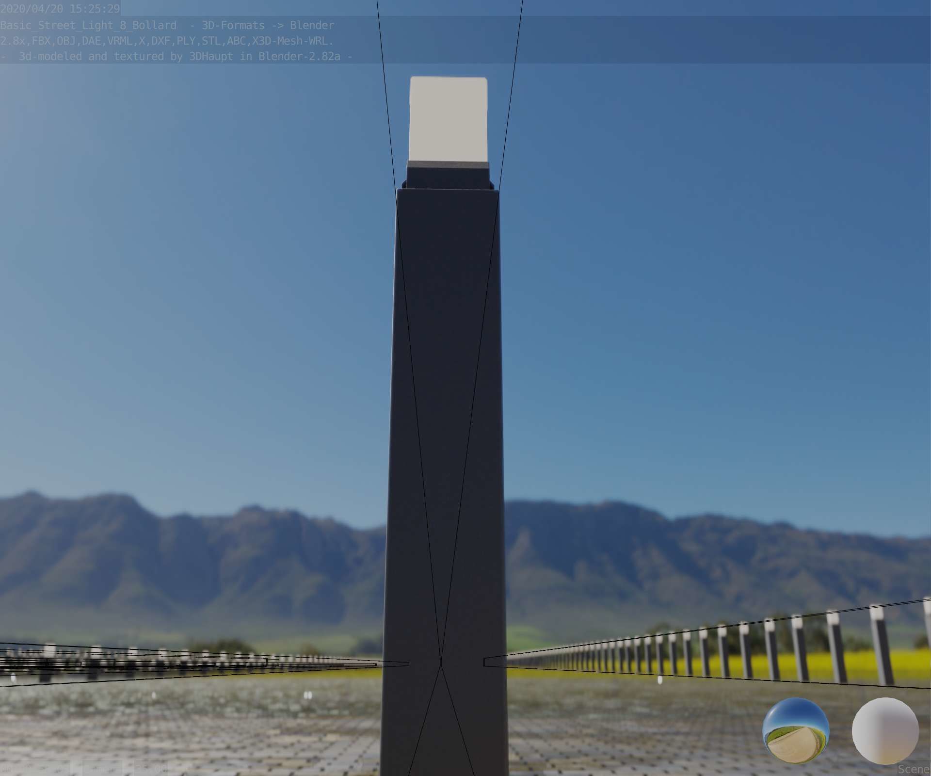 Street Light 8 Bollard 900mm Basic Version 3 Low-poly 3D model_95