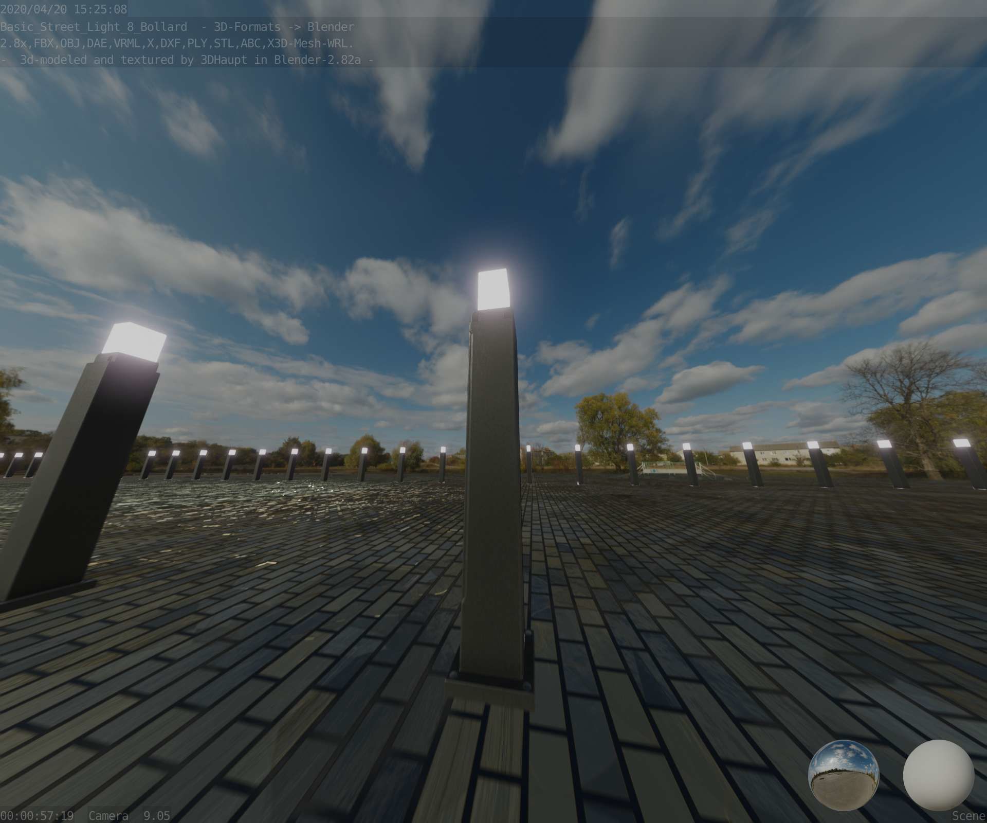 Street Light 8 Bollard 900mm Basic Version 3 Low-poly 3D model_87