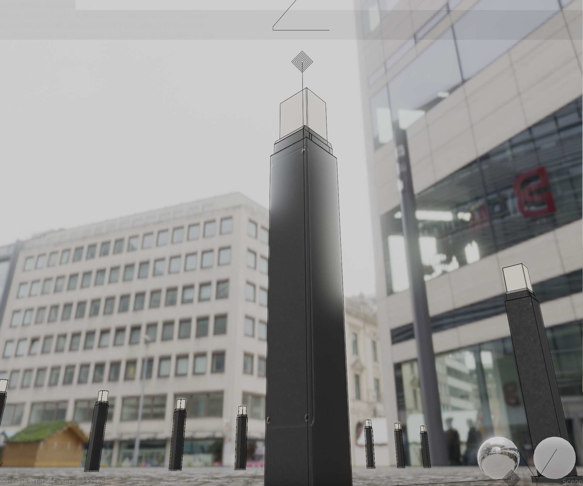 Street Light 8 Bollard 900mm Basic Version 3 Low-poly 3D model_28