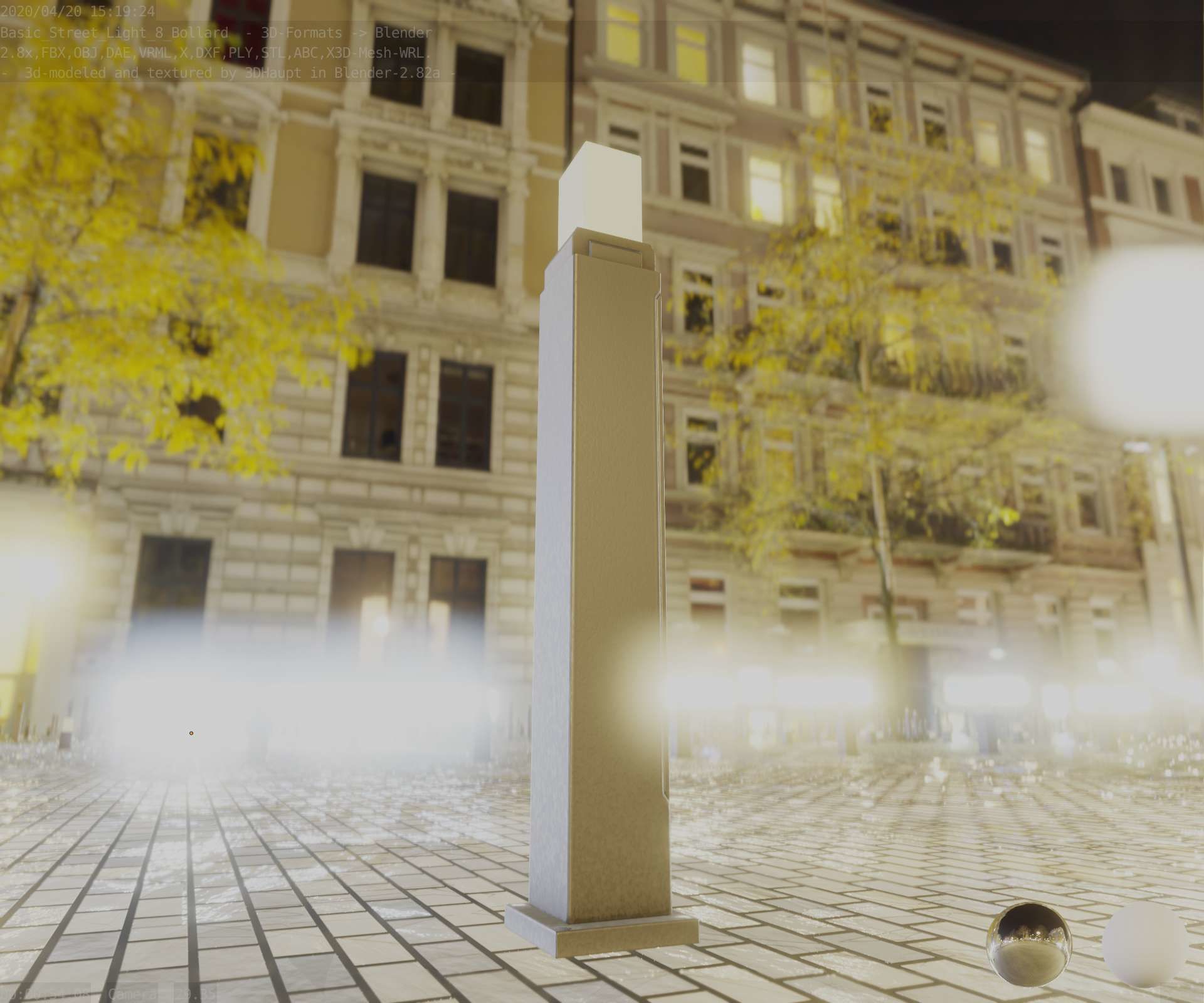 Street Light 8 Bollard 900mm Basic Version 3 Low-poly 3D model_4