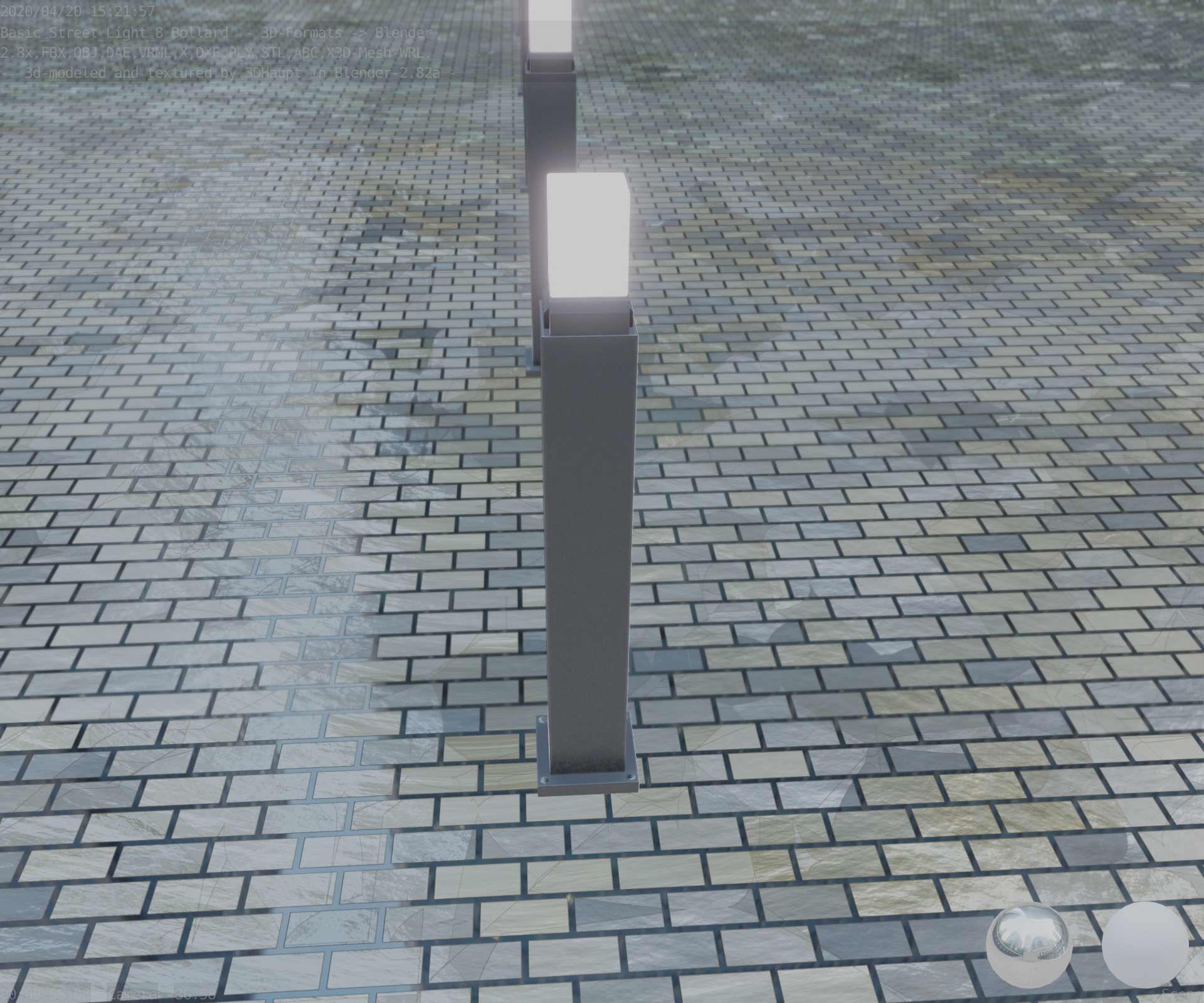 Street Light 8 Bollard 900mm Basic Version 3 Low-poly 3D model_52