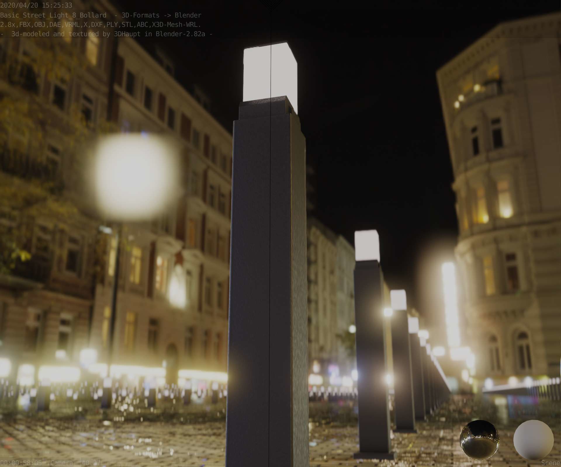 Street Light 8 Bollard 900mm Basic Version 3 Low-poly 3D model_97