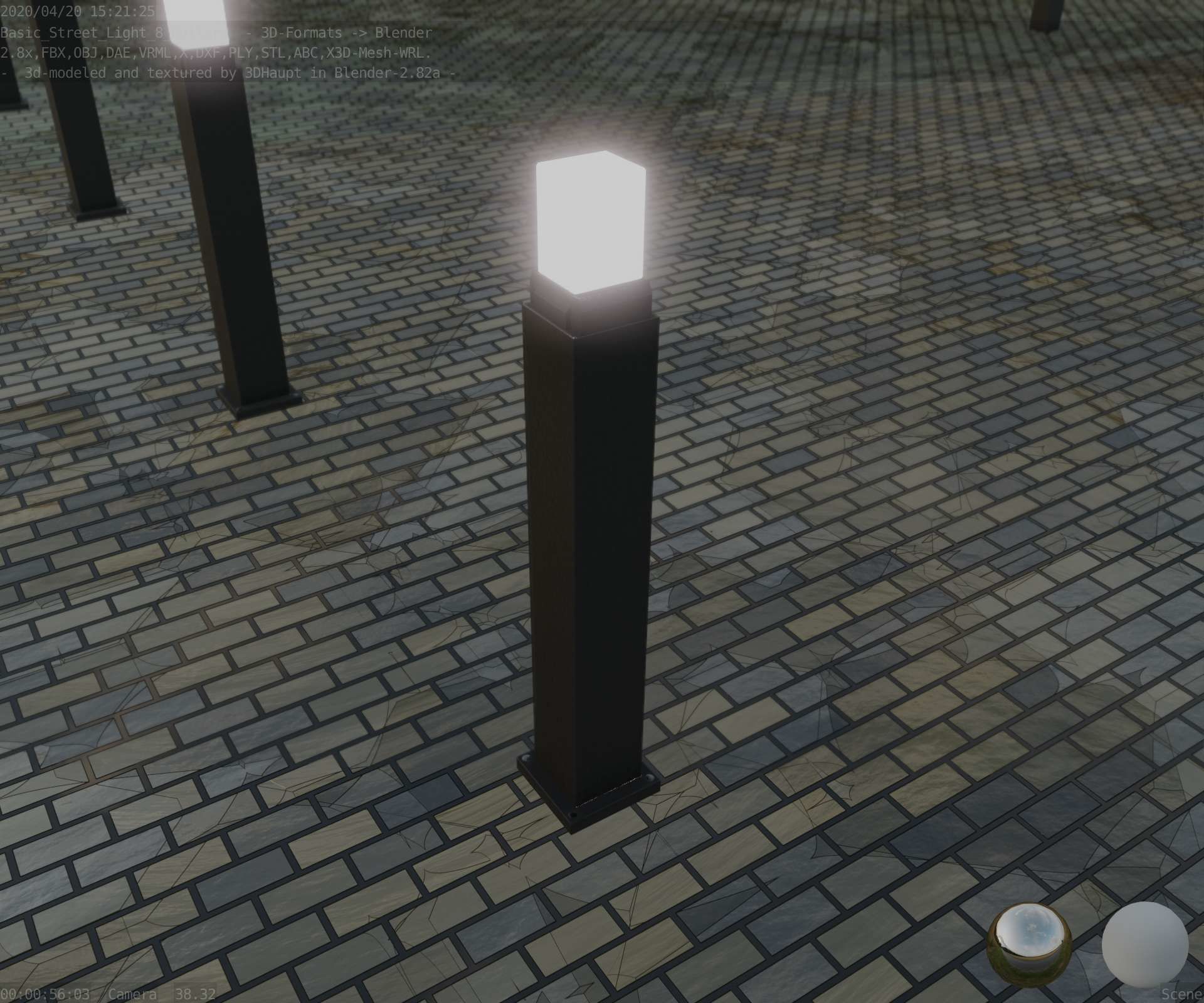 Street Light 8 Bollard 900mm Basic Version 3 Low-poly 3D model_47