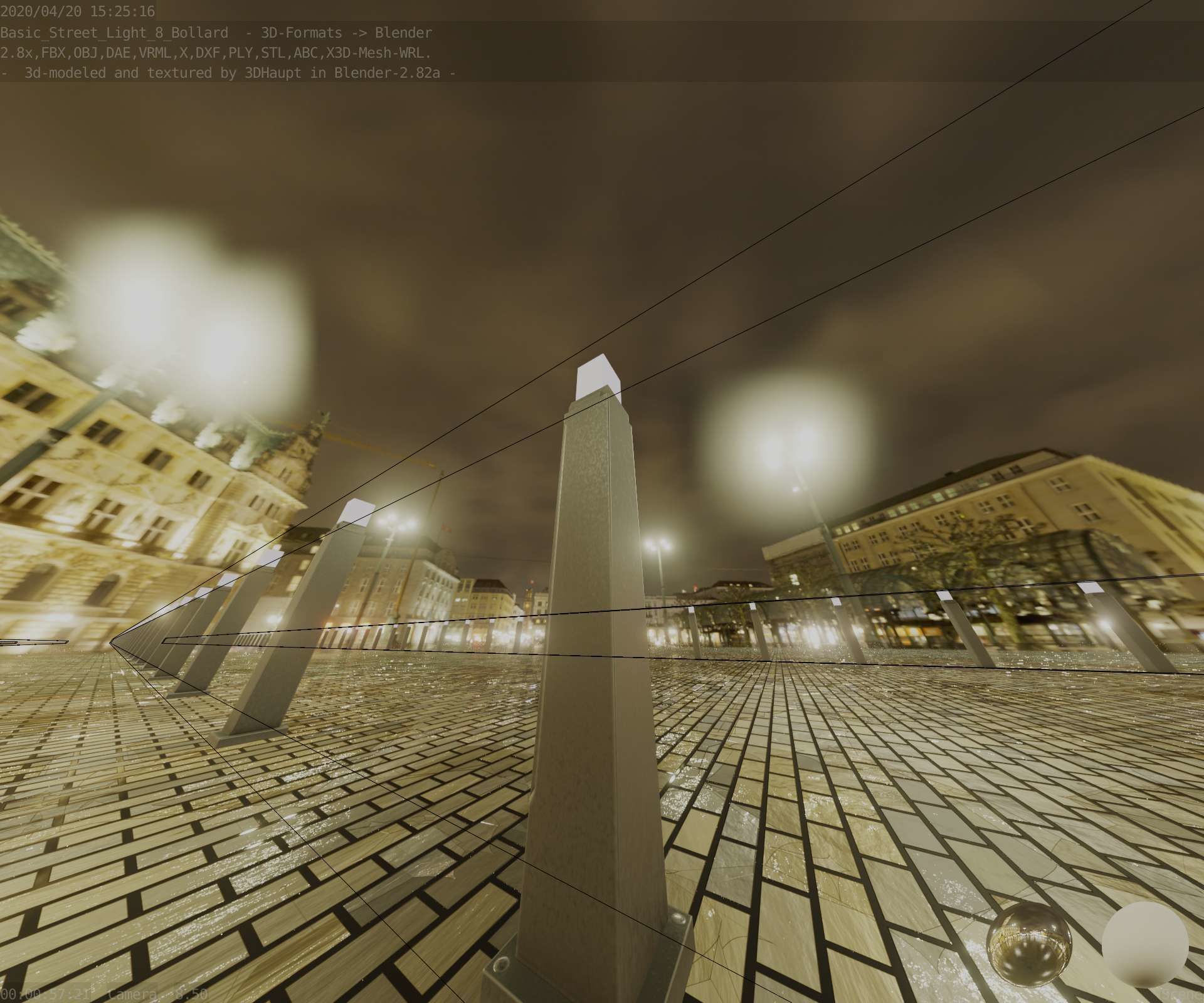 Street Light 8 Bollard 900mm Basic Version 3 Low-poly 3D model_89