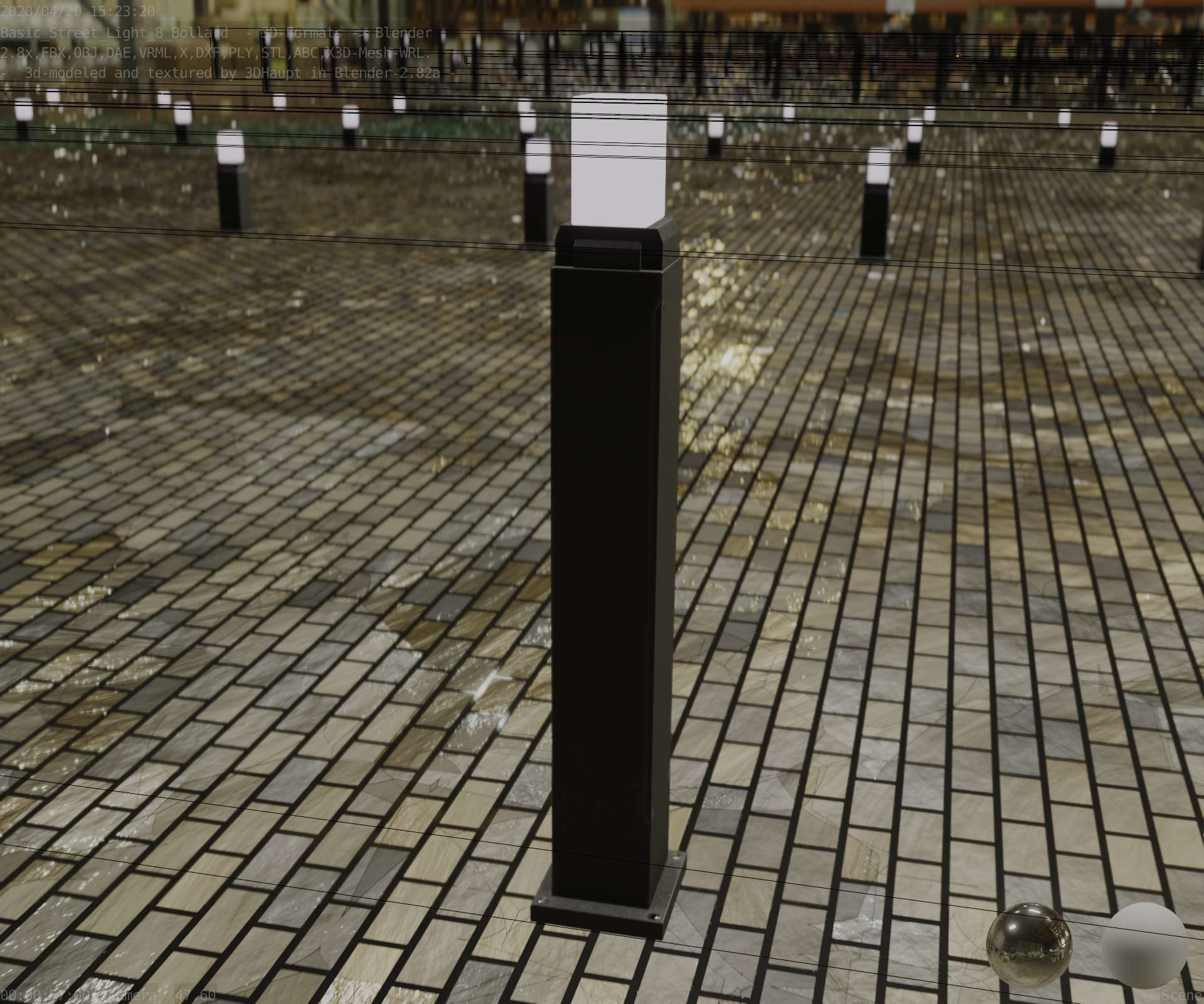 Street Light 8 Bollard 900mm Basic Version 3 Low-poly 3D model_68