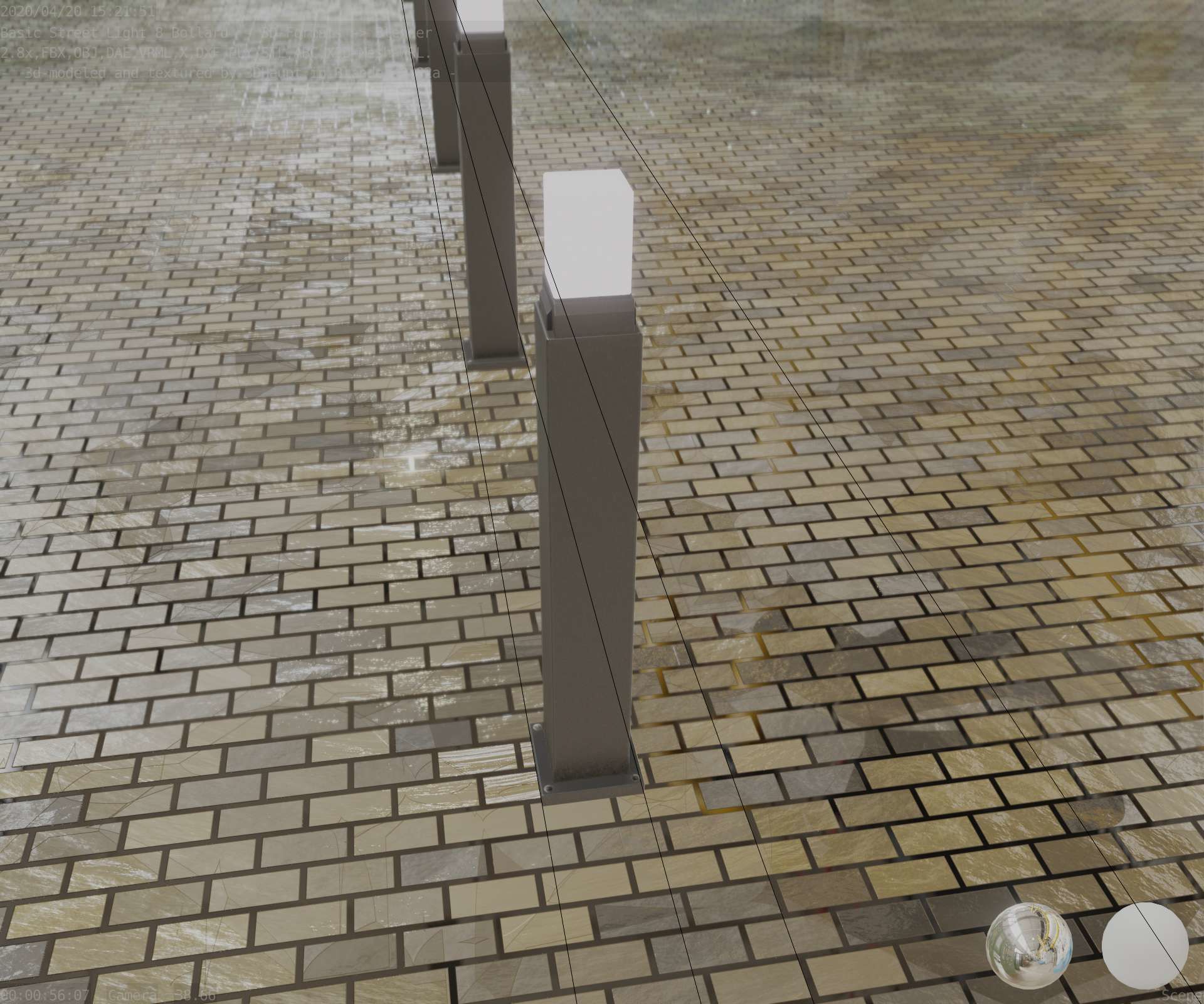 Street Light 8 Bollard 900mm Basic Version 3 Low-poly 3D model_51