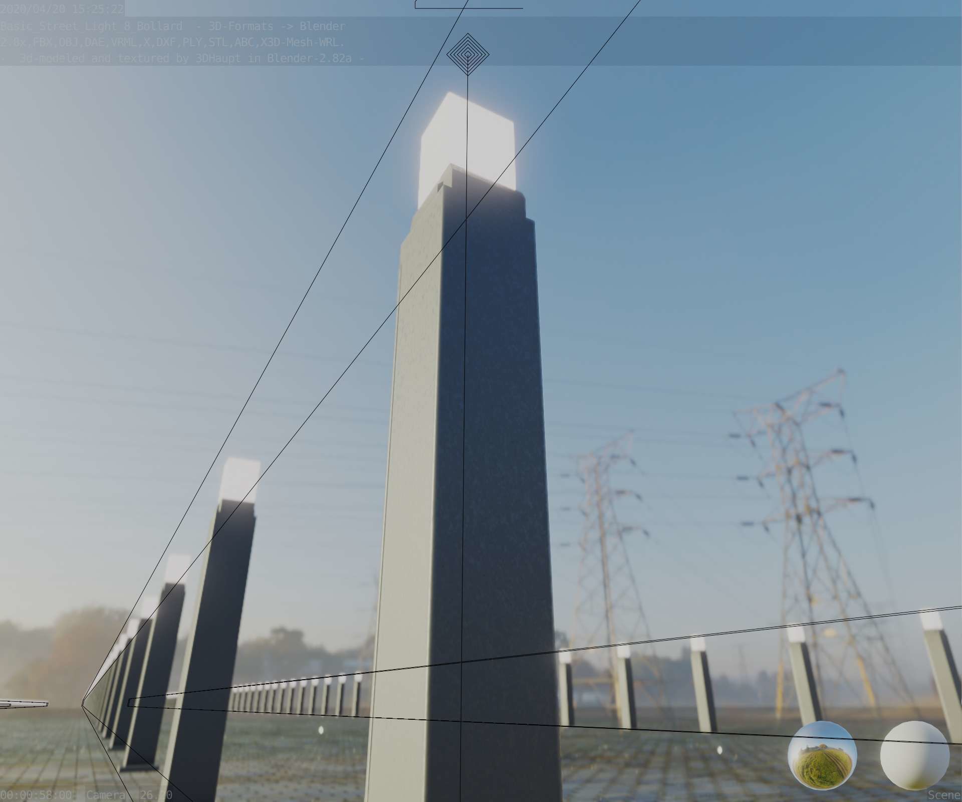 Street Light 8 Bollard 900mm Basic Version 3 Low-poly 3D model_92