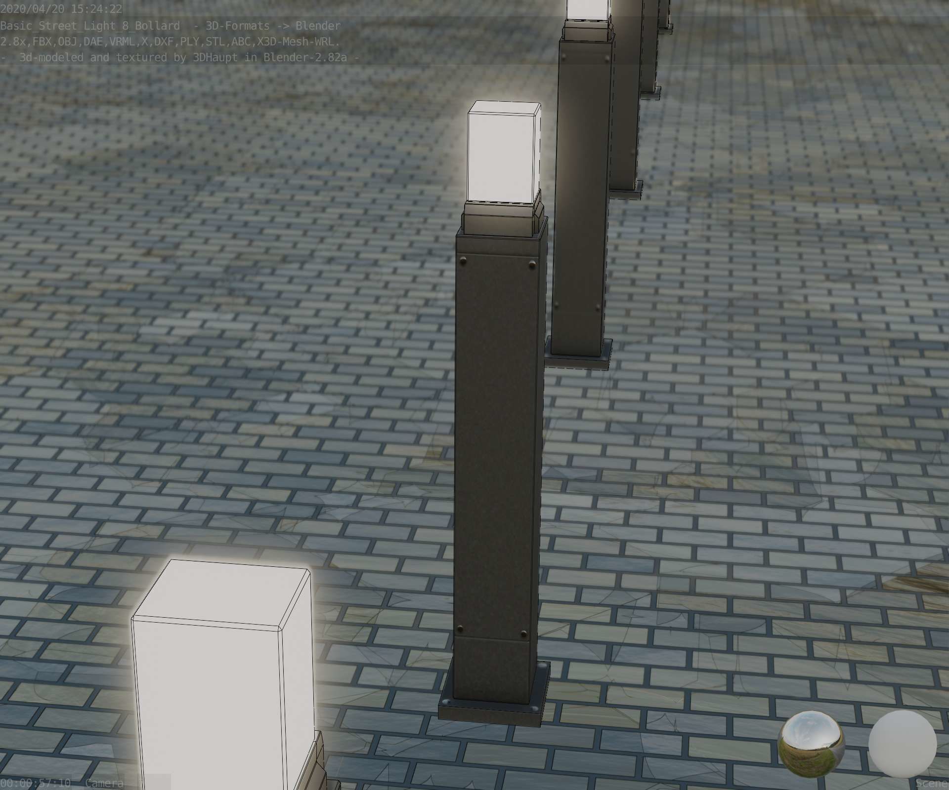 Street Light 8 Bollard 900mm Basic Version 3 Low-poly 3D model_78