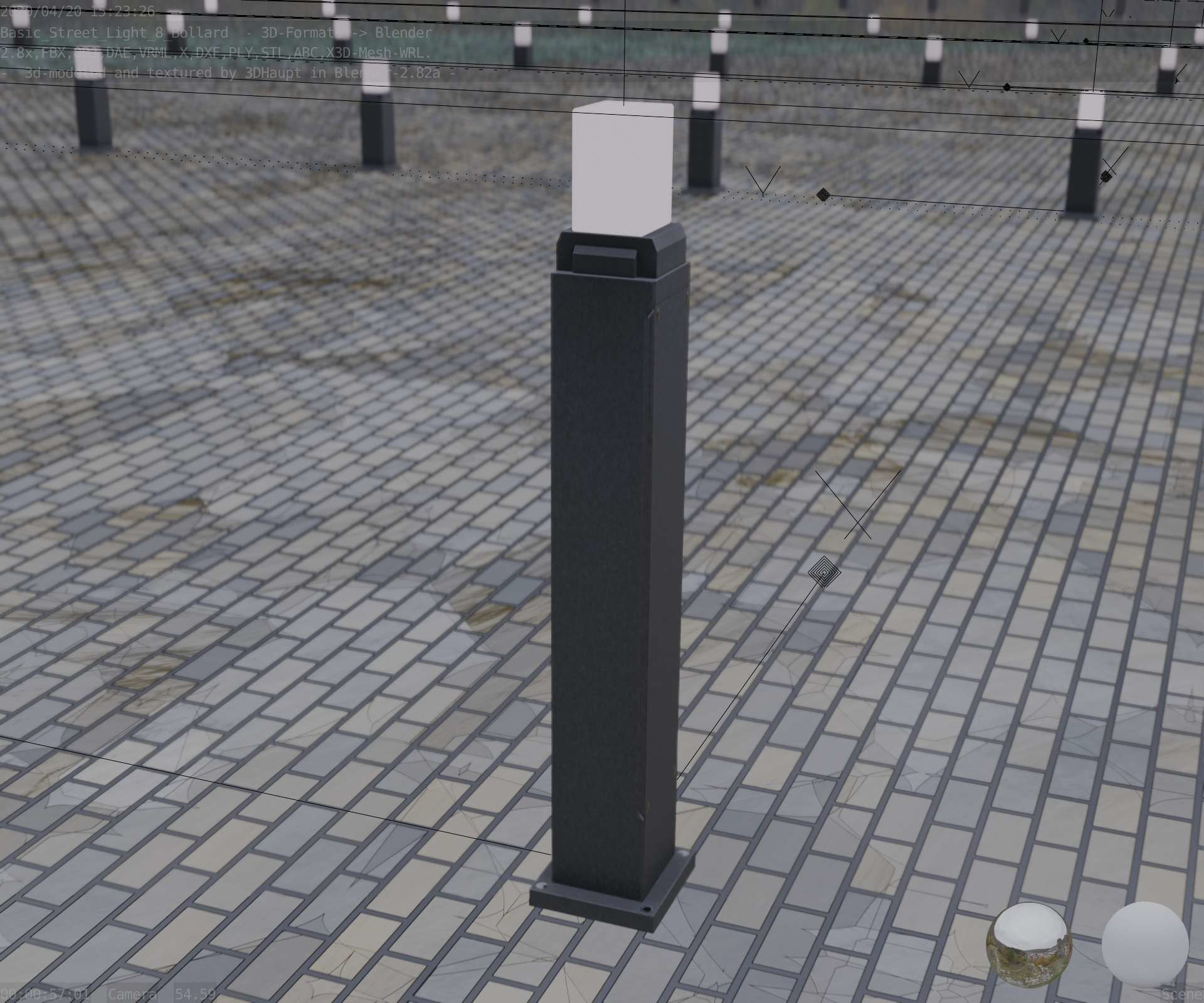 Street Light 8 Bollard 900mm Basic Version 3 Low-poly 3D model_69