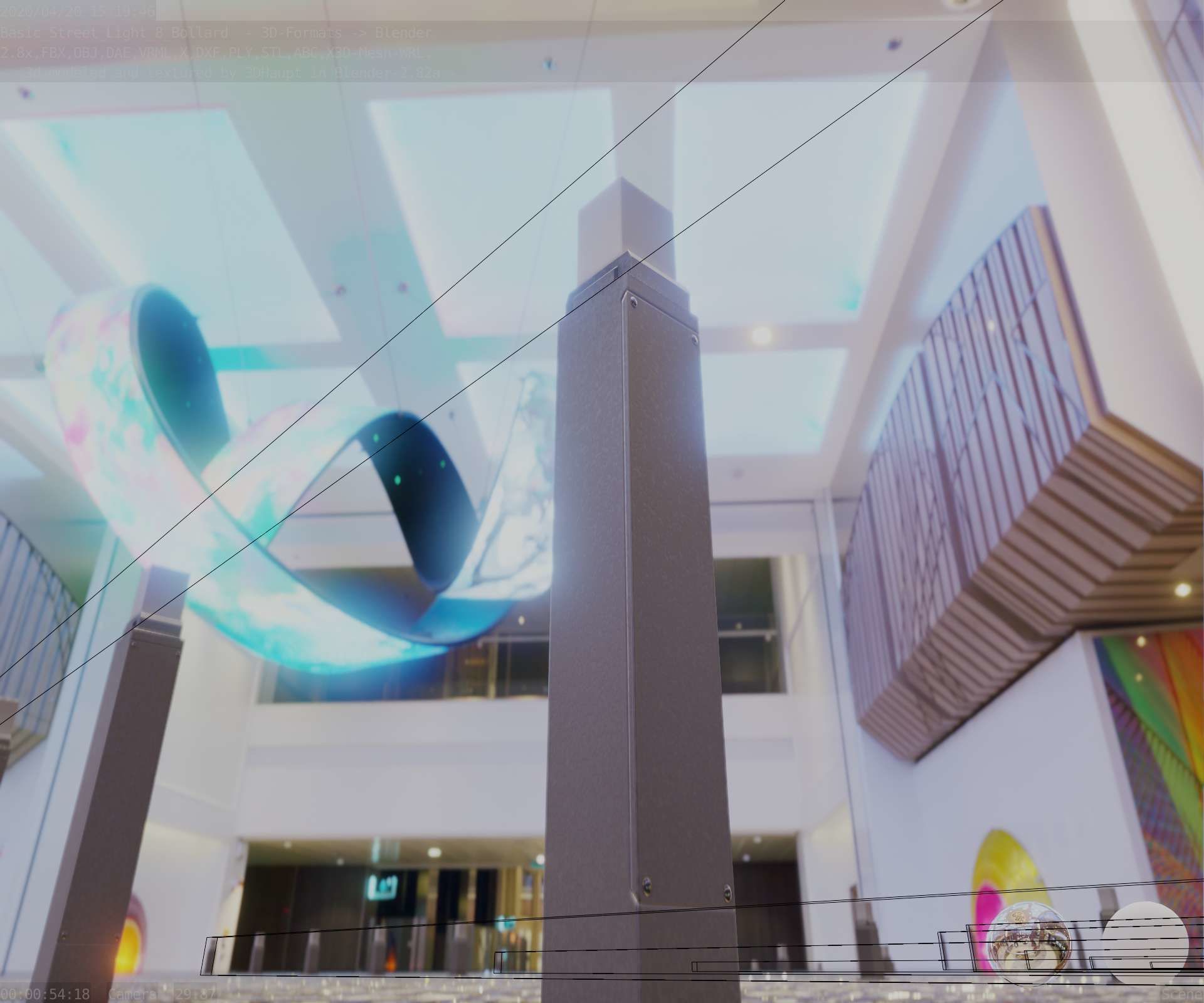 Street Light 8 Bollard 900mm Basic Version 3 Low-poly 3D model_14