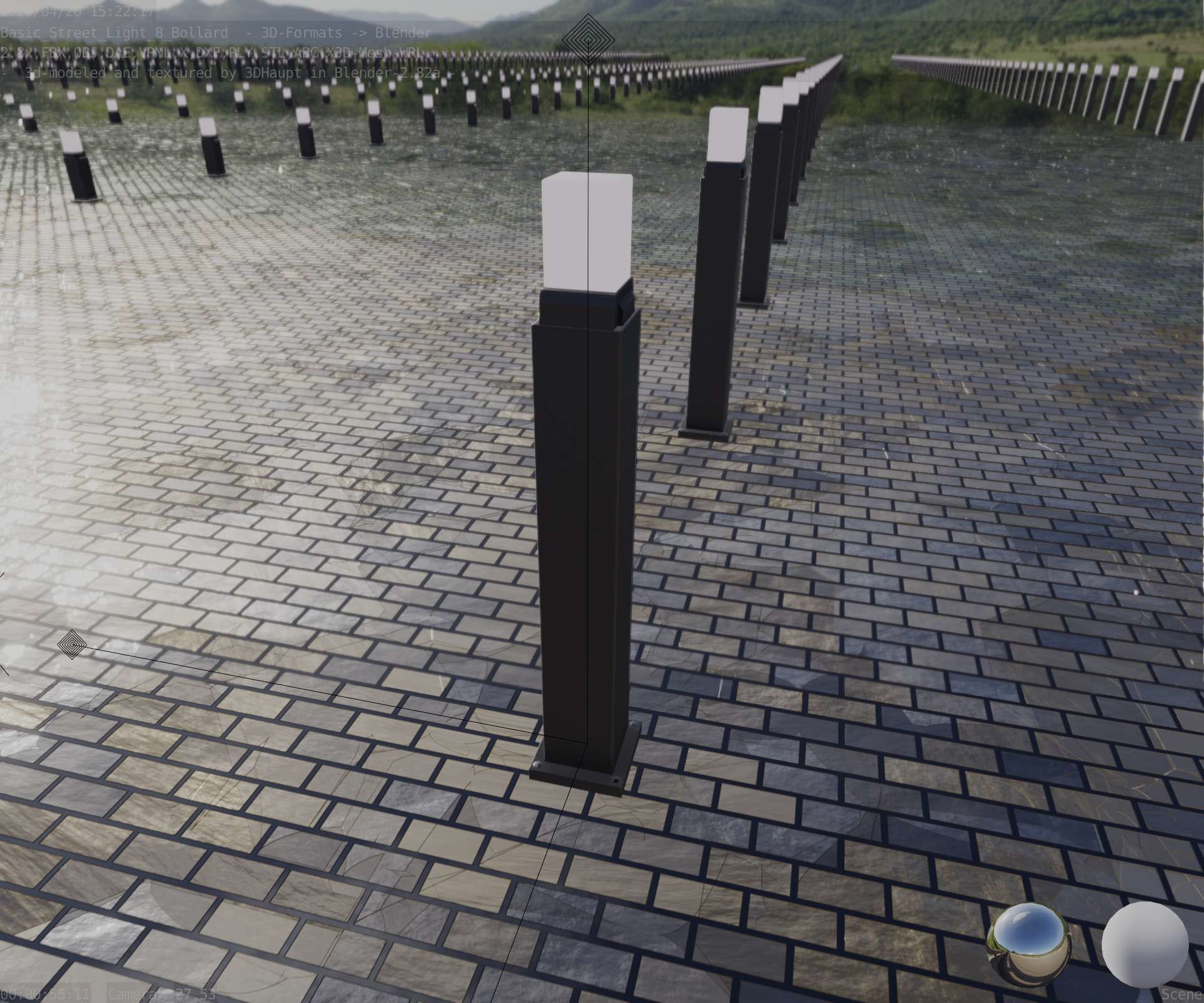 Street Light 8 Bollard 900mm Basic Version 3 Low-poly 3D model_55