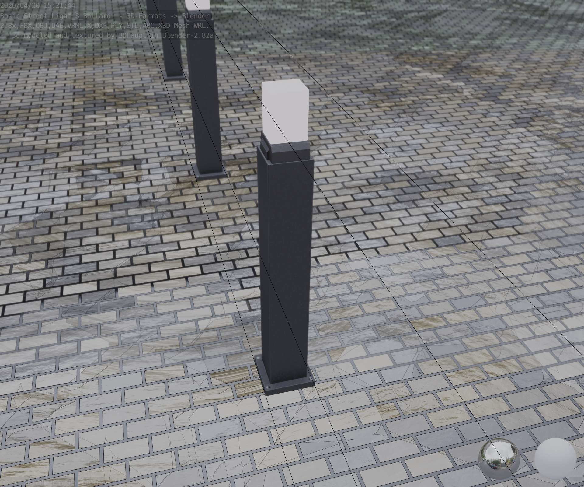 Street Light 8 Bollard 900mm Basic Version 3 Low-poly 3D model_50