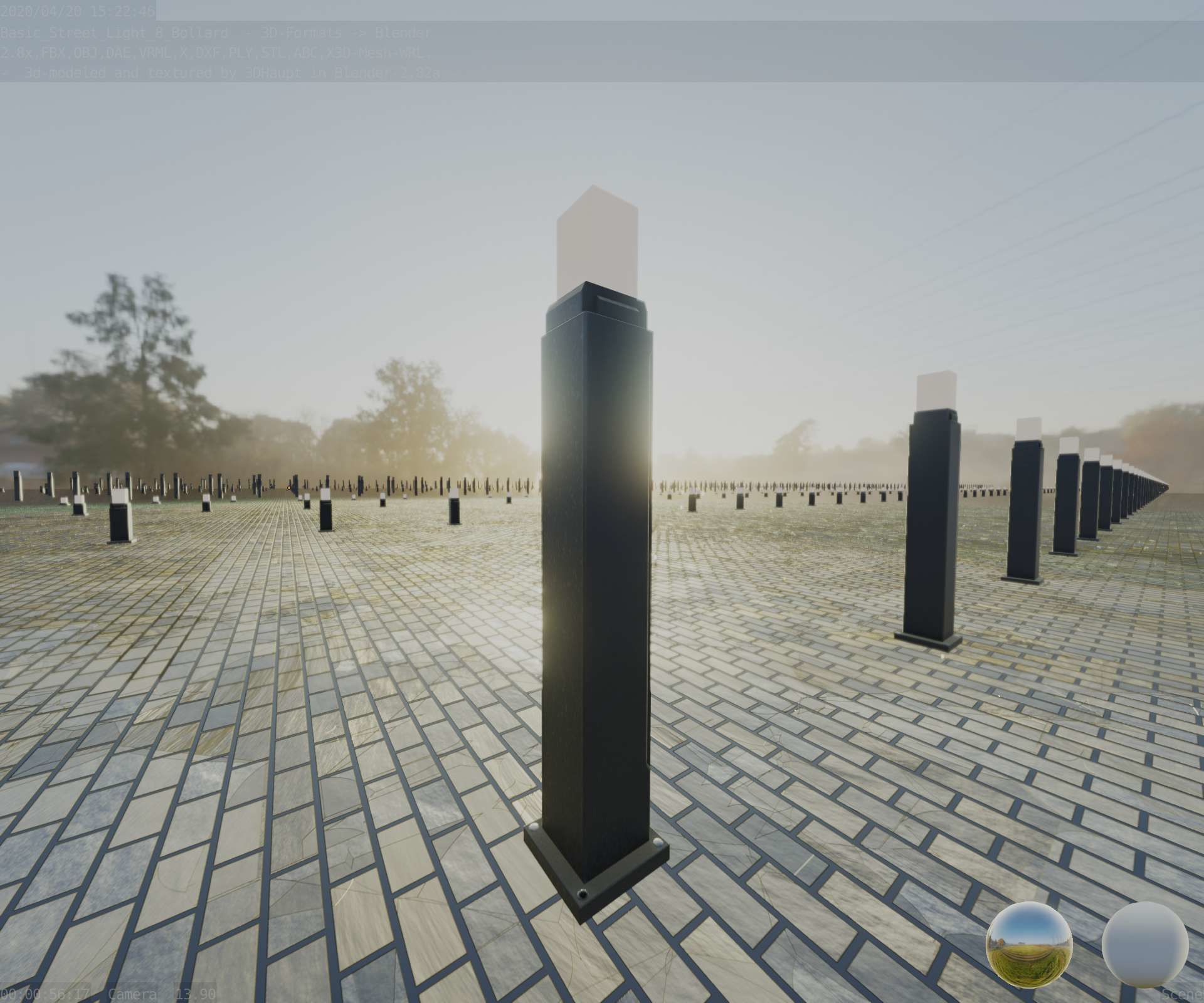 Street Light 8 Bollard 900mm Basic Version 3 Low-poly 3D model_61