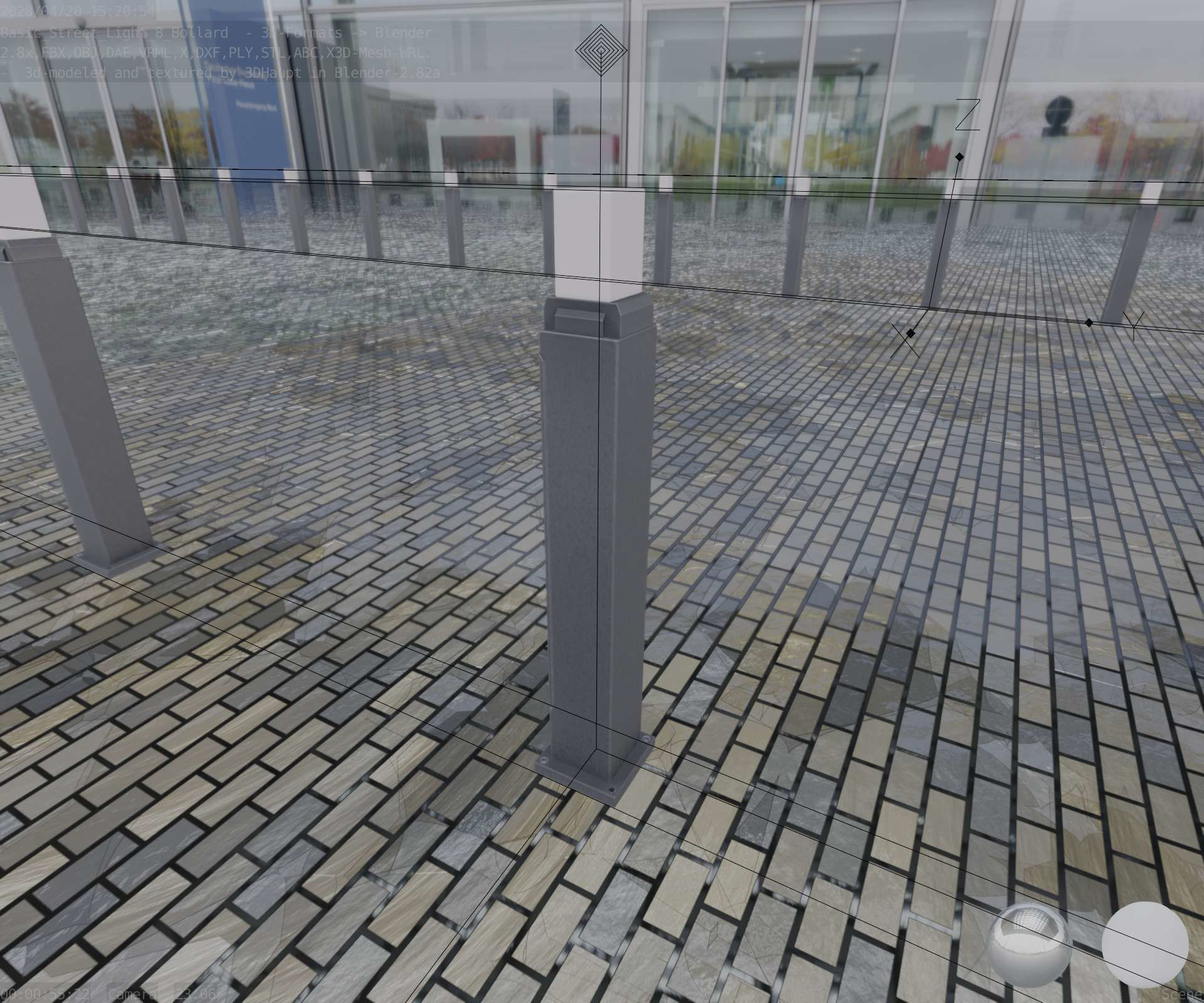 Street Light 8 Bollard 900mm Basic Version 3 Low-poly 3D model_42