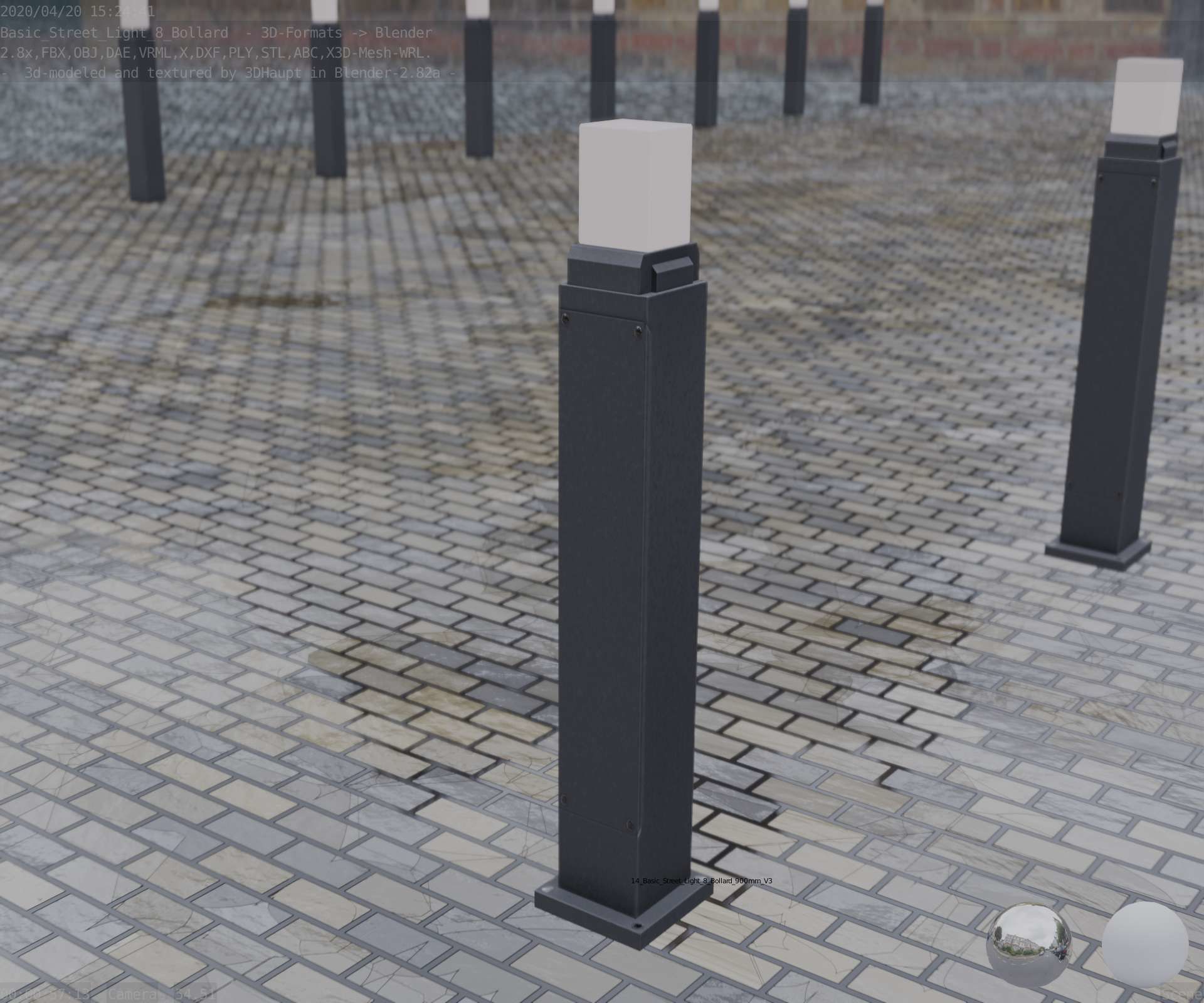 Street Light 8 Bollard 900mm Basic Version 3 Low-poly 3D model_81