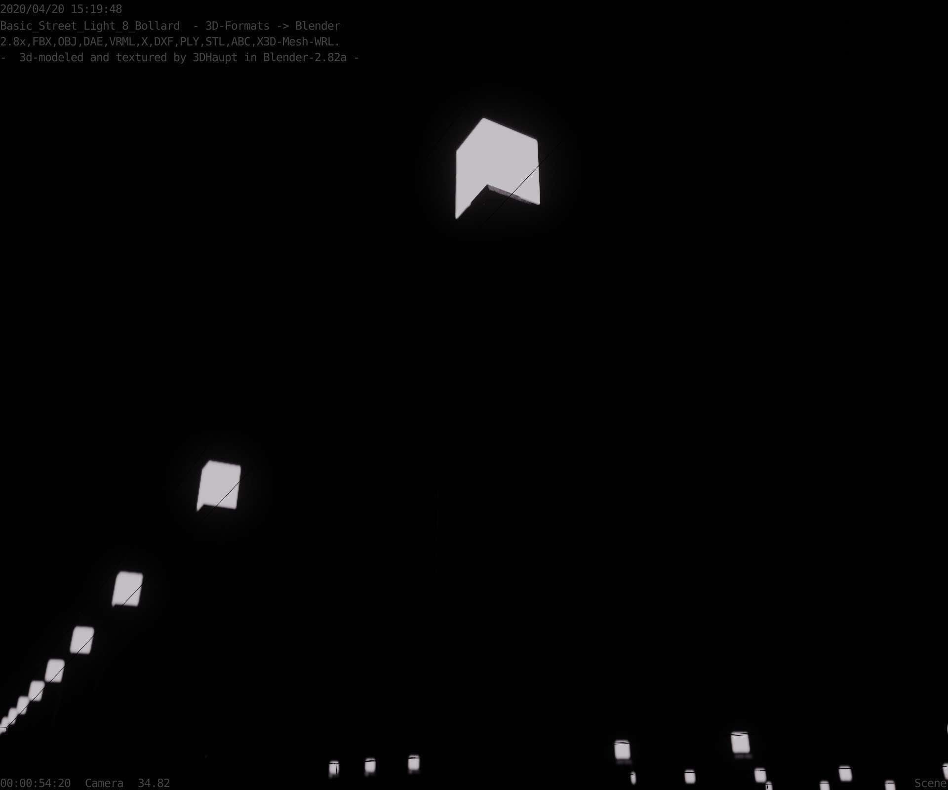 Street Light 8 Bollard 900mm Basic Version 3 Low-poly 3D model_16