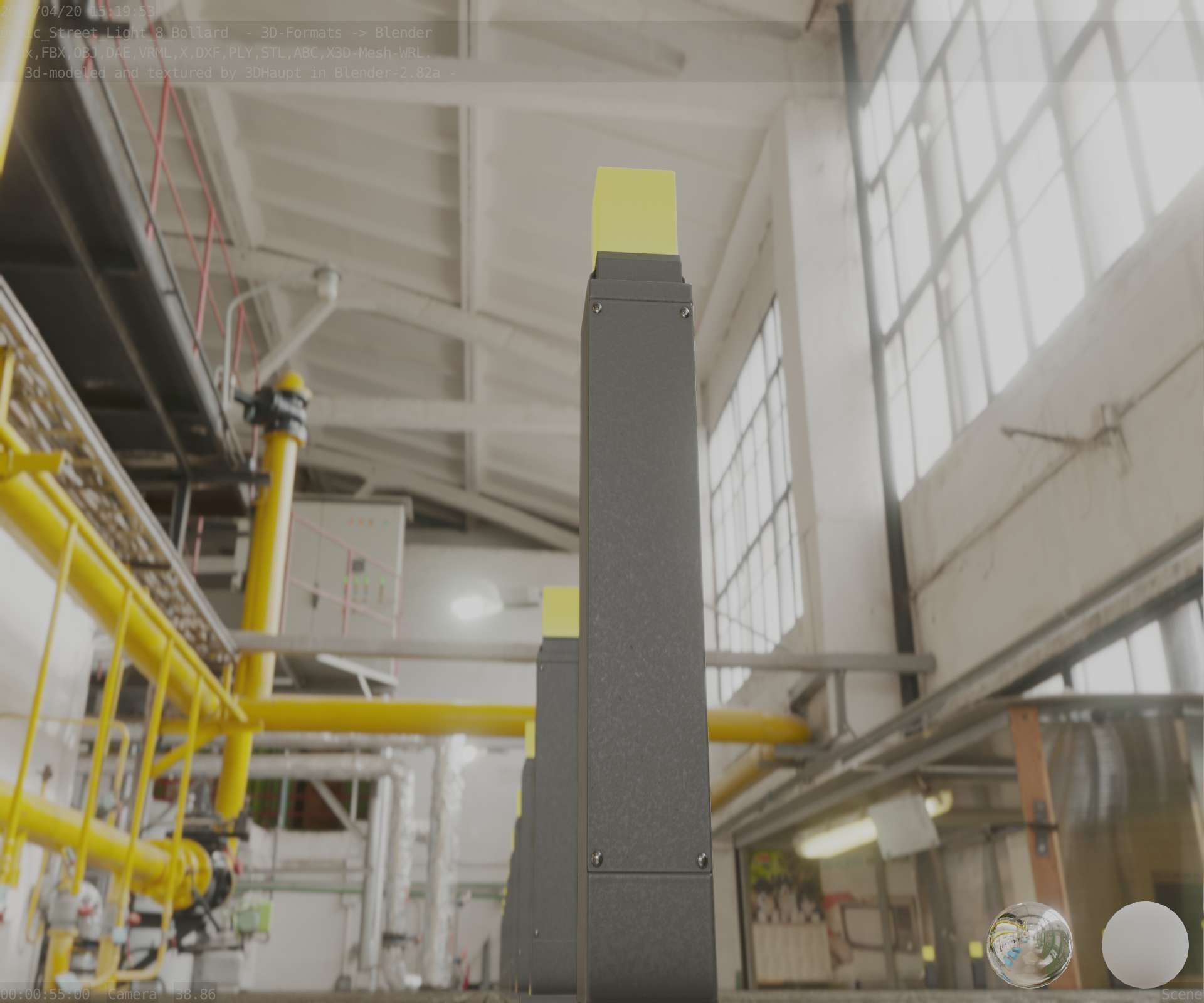 Street Light 8 Bollard 900mm Basic Version 3 Low-poly 3D model_20