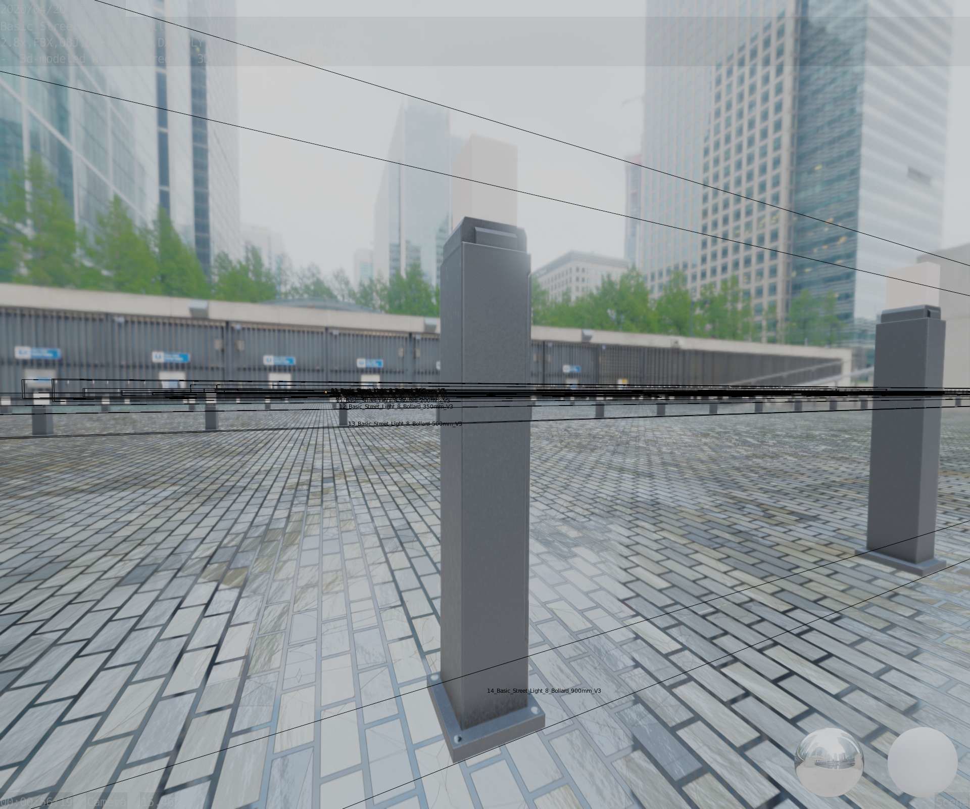 Street Light 8 Bollard 900mm Basic Version 3 Low-poly 3D model_63