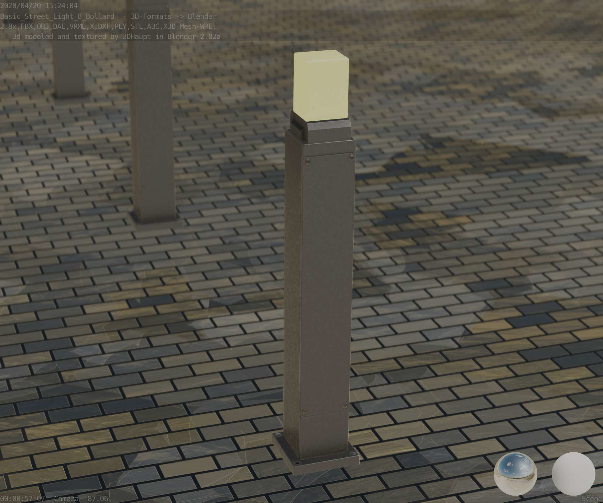 Street Light 8 Bollard 900mm Basic Version 3 Low-poly 3D model_75