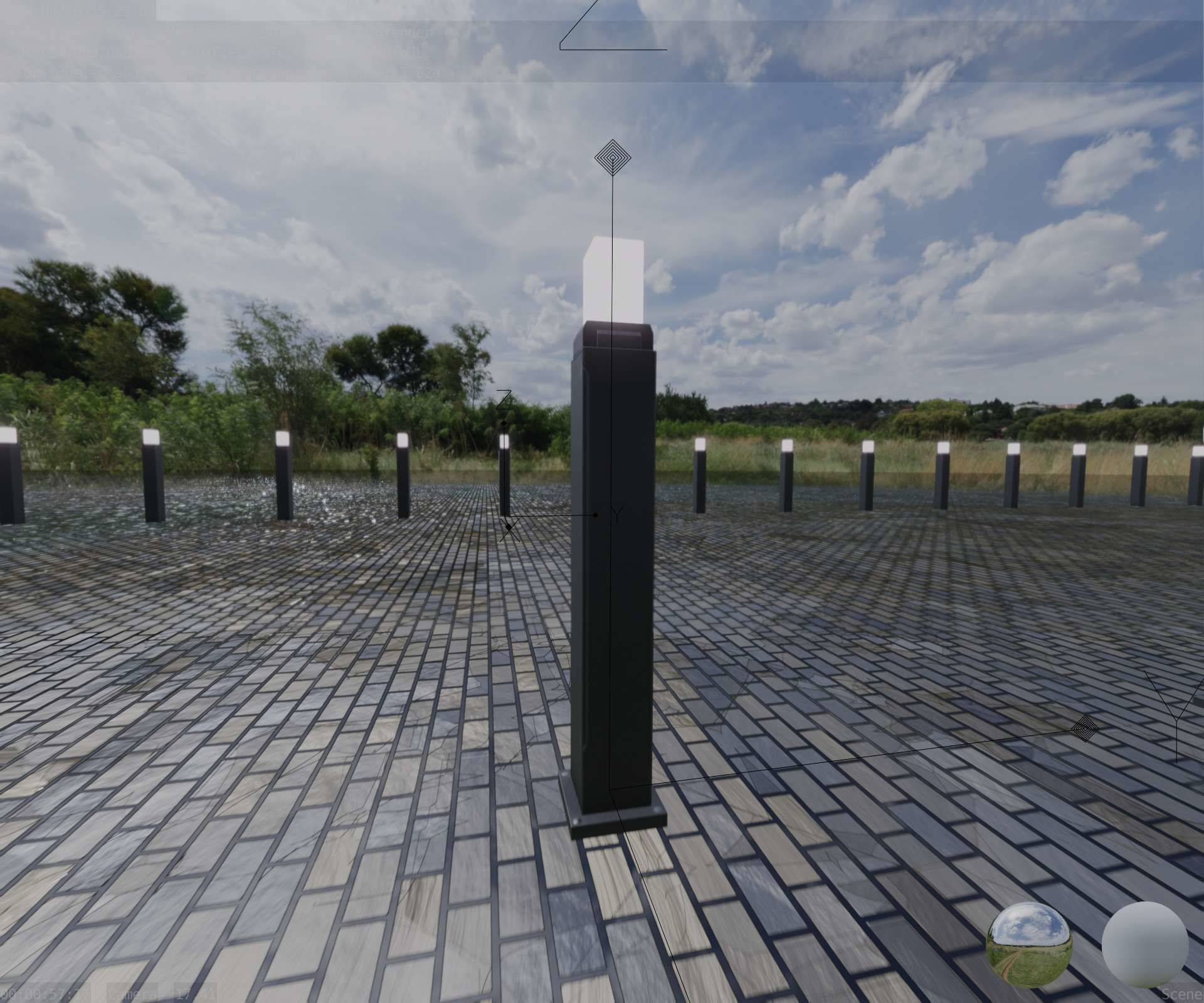 Street Light 8 Bollard 900mm Basic Version 3 Low-poly 3D model_85