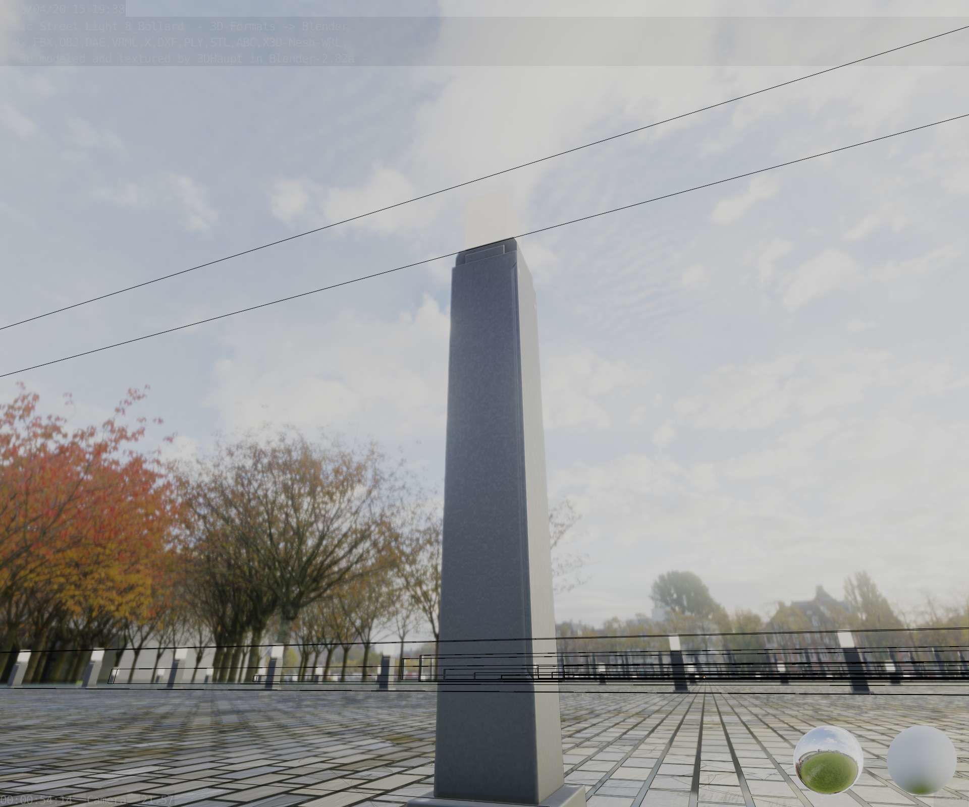 Street Light 8 Bollard 900mm Basic Version 3 Low-poly 3D model_10