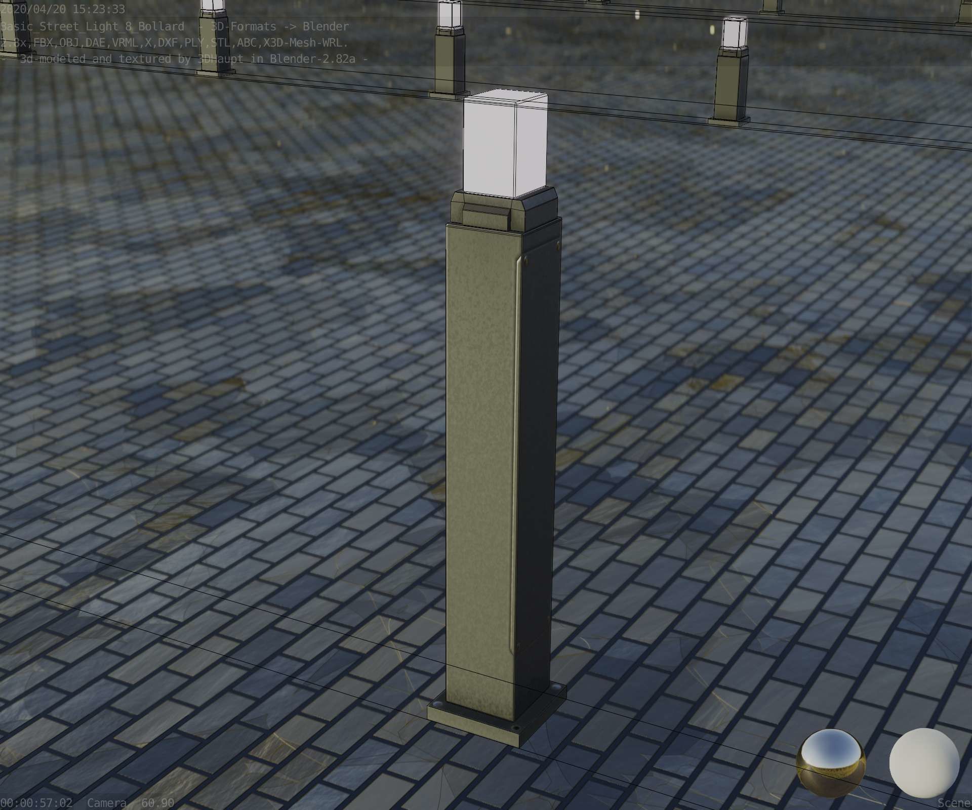 Street Light 8 Bollard 900mm Basic Version 3 Low-poly 3D model_70