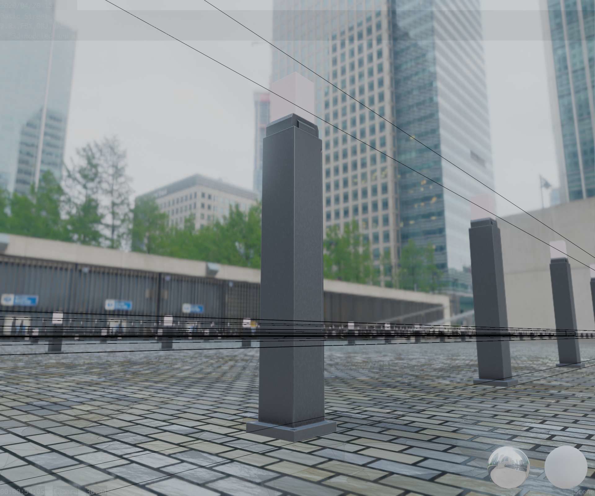 Street Light 8 Bollard 900mm Basic Version 3 Low-poly 3D model_1