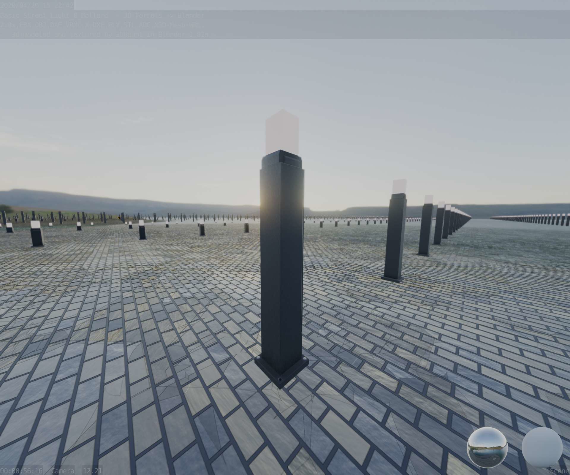 Street Light 8 Bollard 900mm Basic Version 3 Low-poly 3D model_60