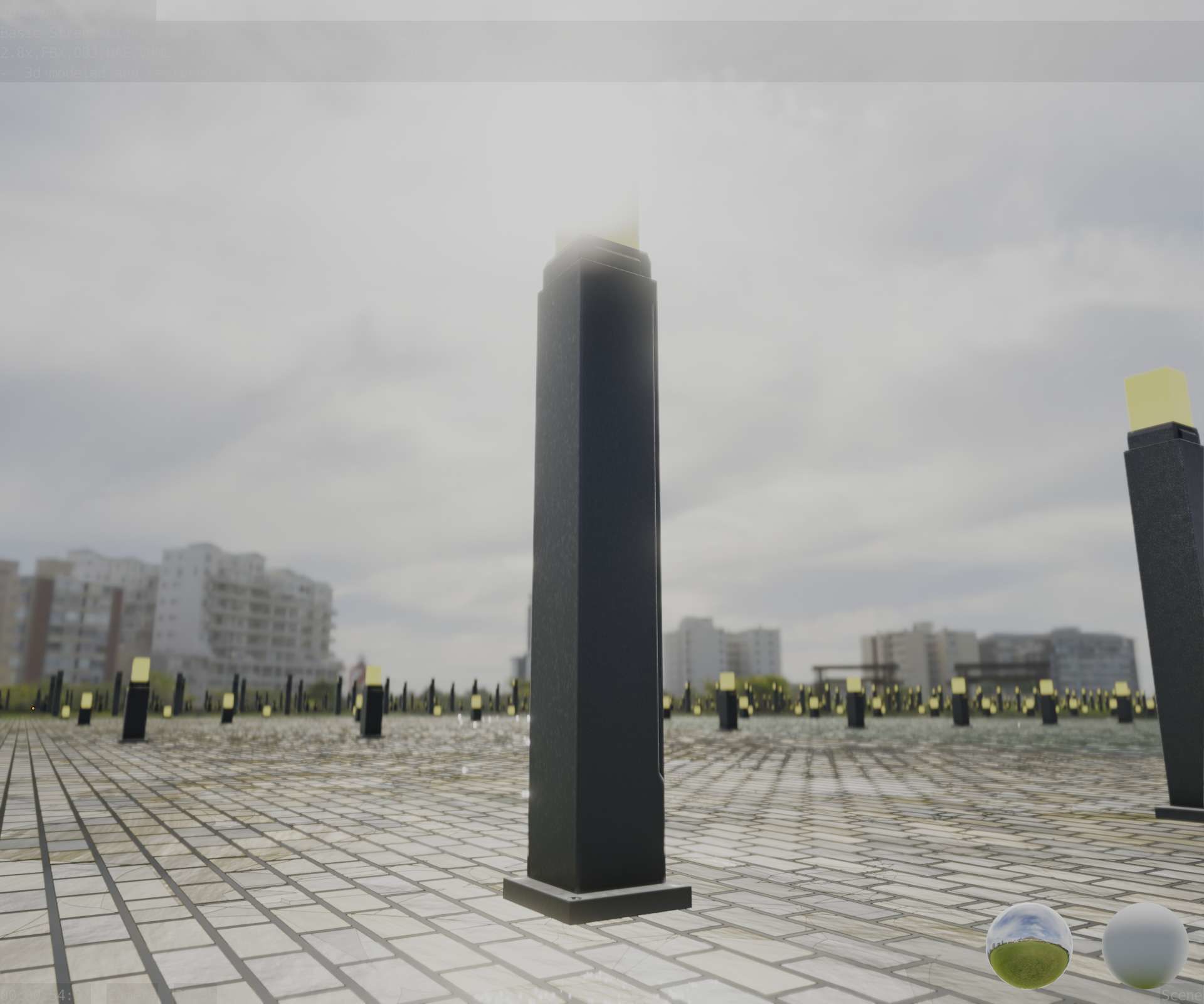 Street Light 8 Bollard 900mm Basic Version 3 Low-poly 3D model_3