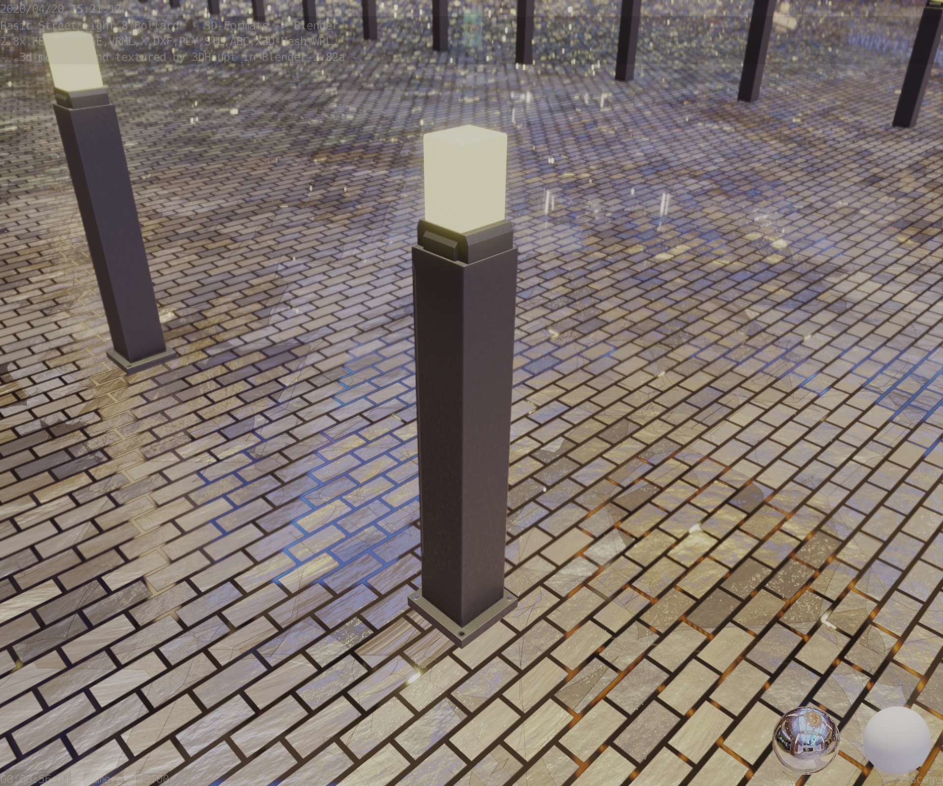 Street Light 8 Bollard 900mm Basic Version 3 Low-poly 3D model_45