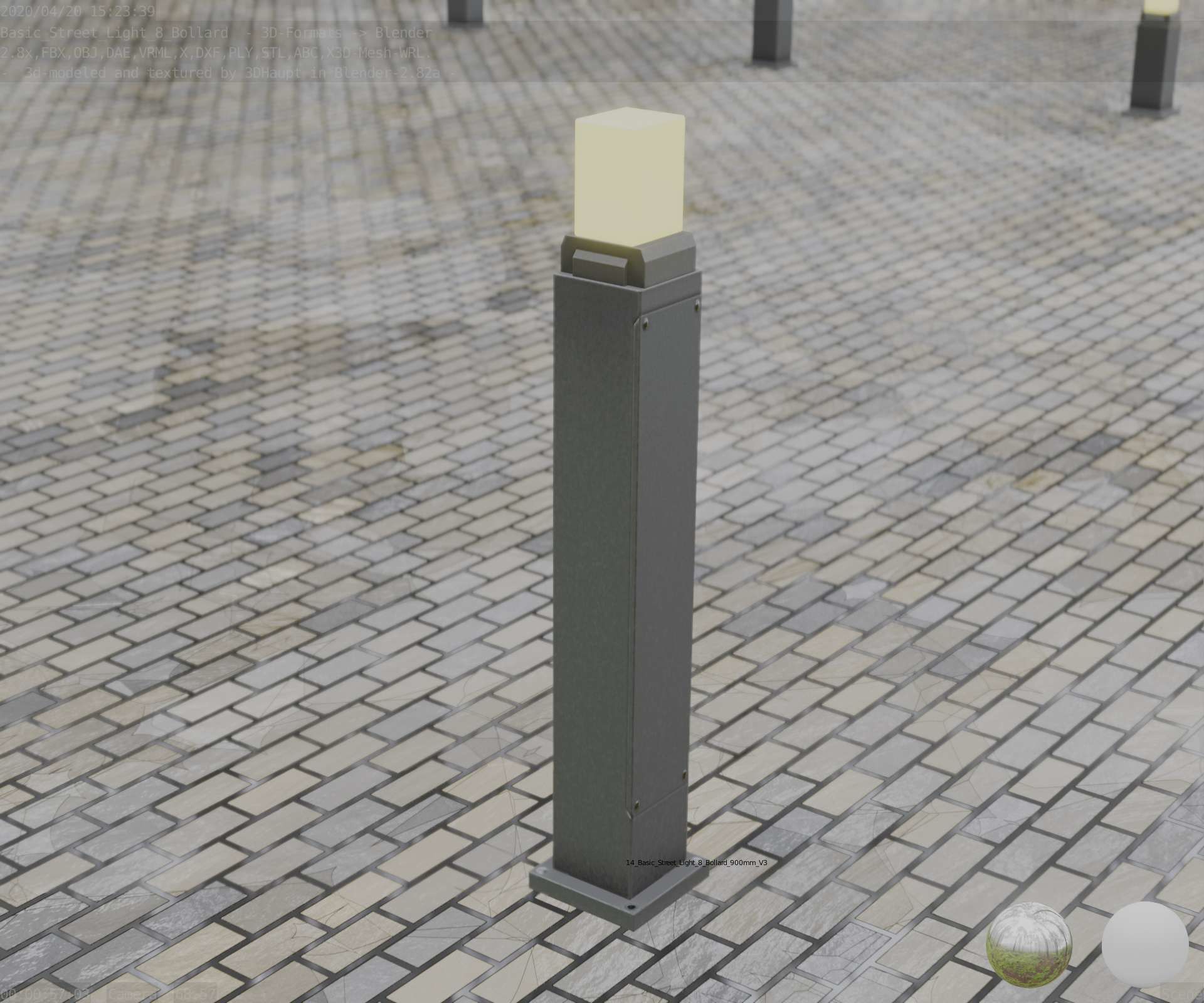 Street Light 8 Bollard 900mm Basic Version 3 Low-poly 3D model_71