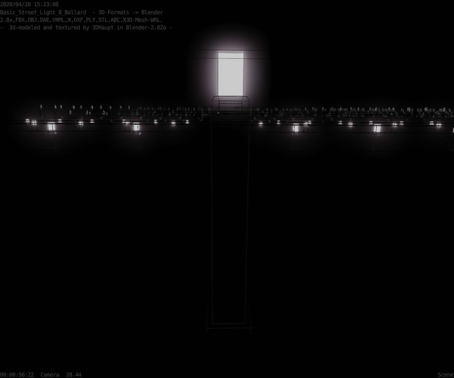 Street Light 8 Bollard 900mm Basic Version 3 Low-poly 3D model_66