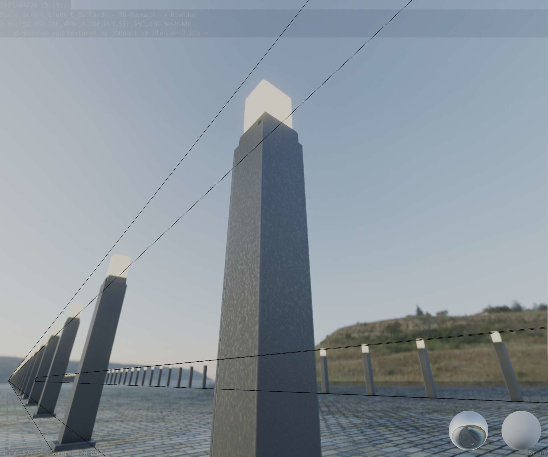 Street Light 8 Bollard 900mm Basic Version 3 Low-poly 3D model_91