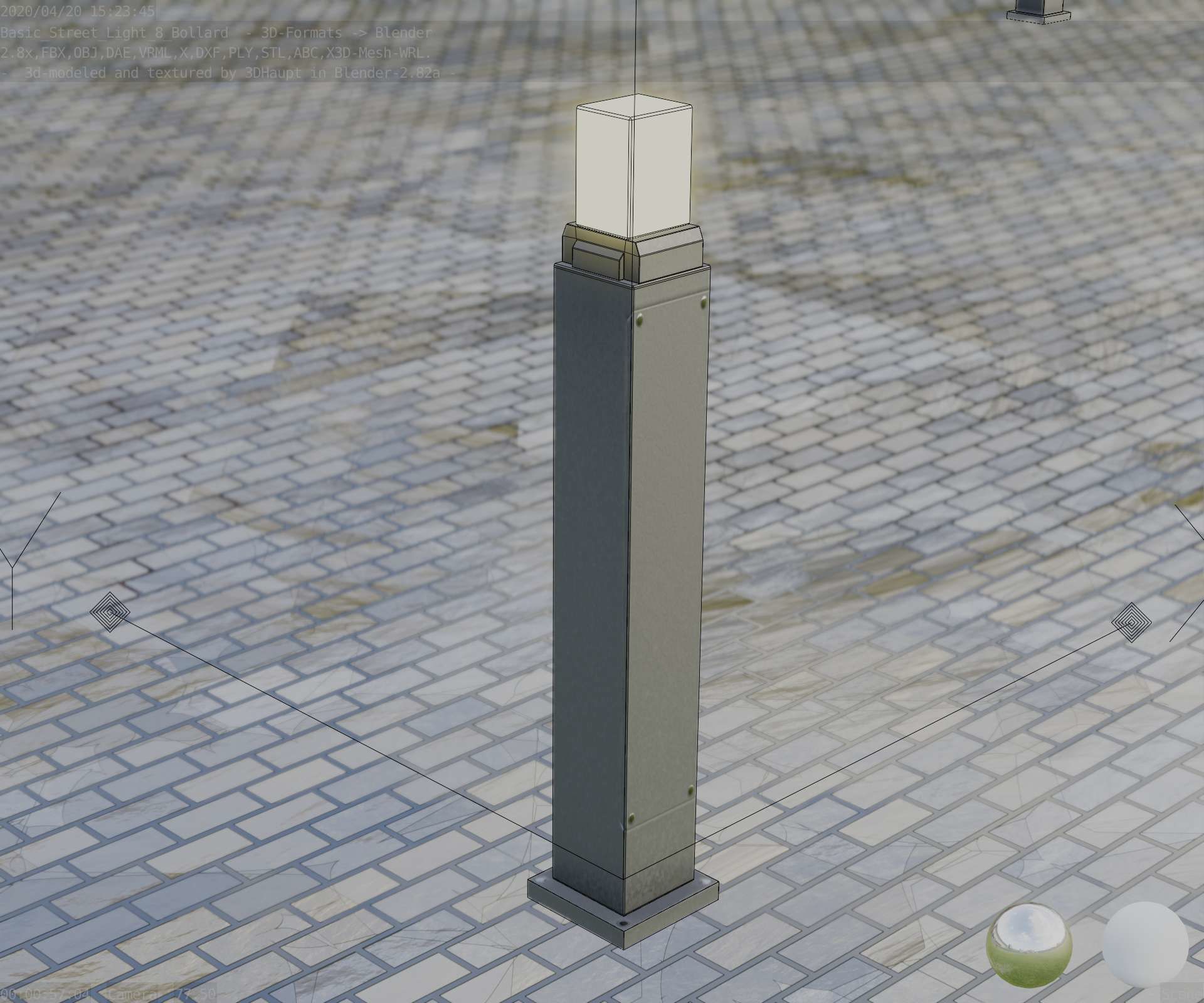 Street Light 8 Bollard 900mm Basic Version 3 Low-poly 3D model_72