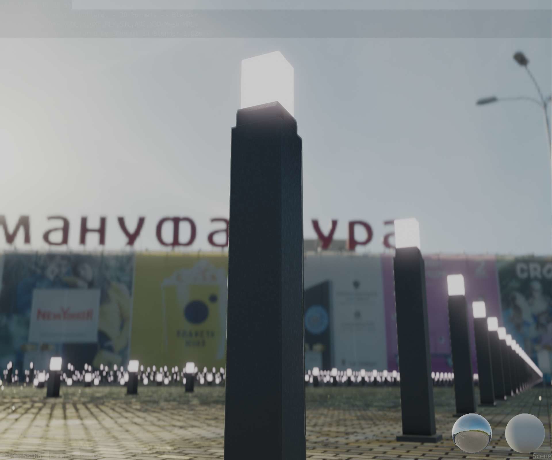 Street Light 8 Bollard 900mm Basic Version 3 Low-poly 3D model_98