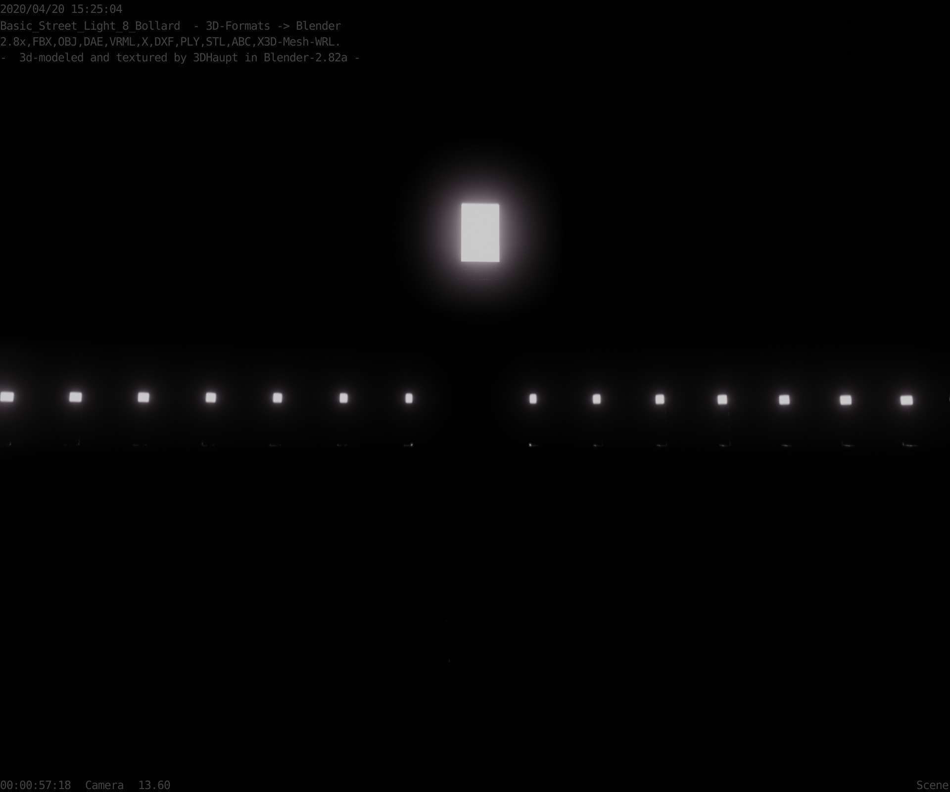 Street Light 8 Bollard 900mm Basic Version 3 Low-poly 3D model_86