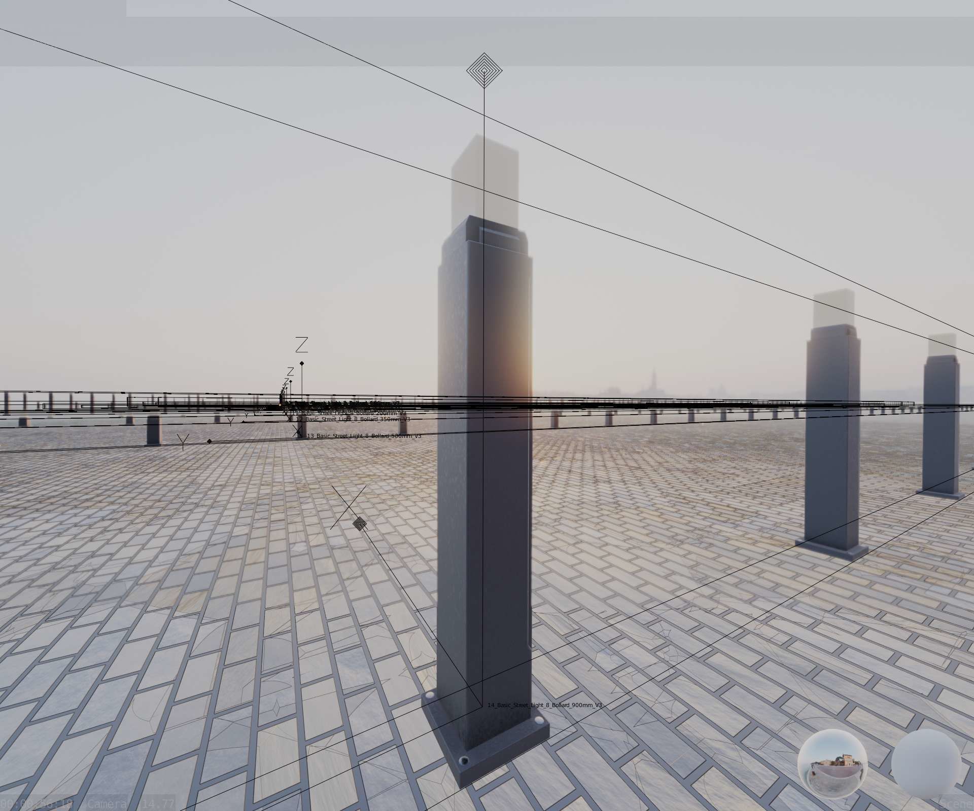 Street Light 8 Bollard 900mm Basic Version 3 Low-poly 3D model_62
