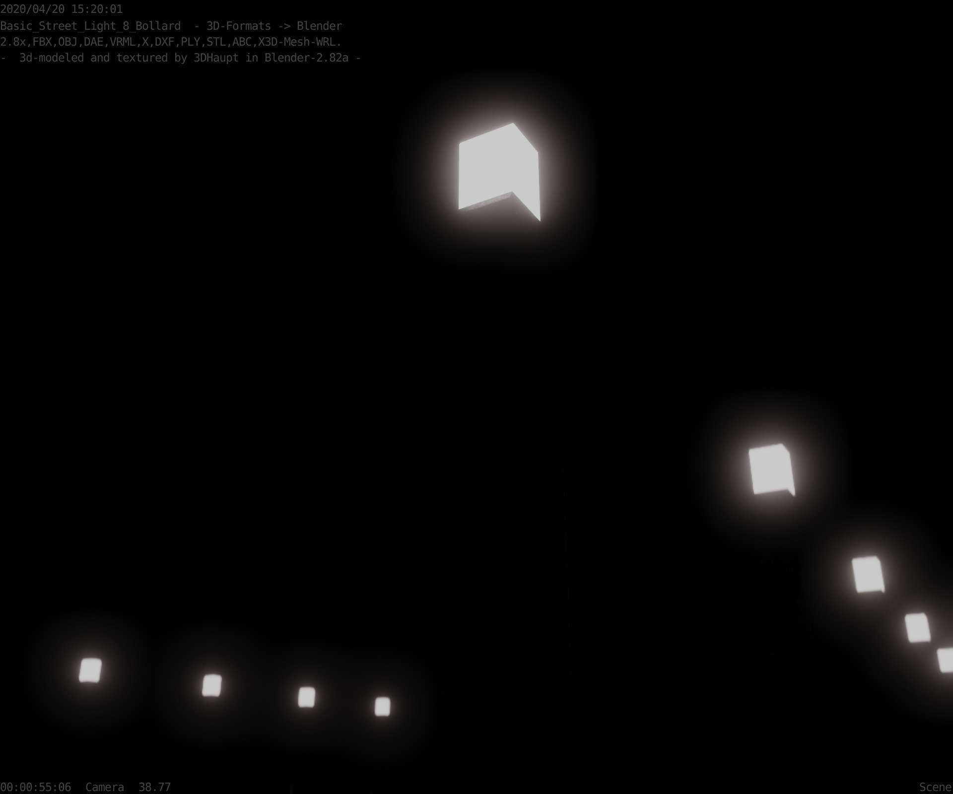 Street Light 8 Bollard 900mm Basic Version 3 Low-poly 3D model_26