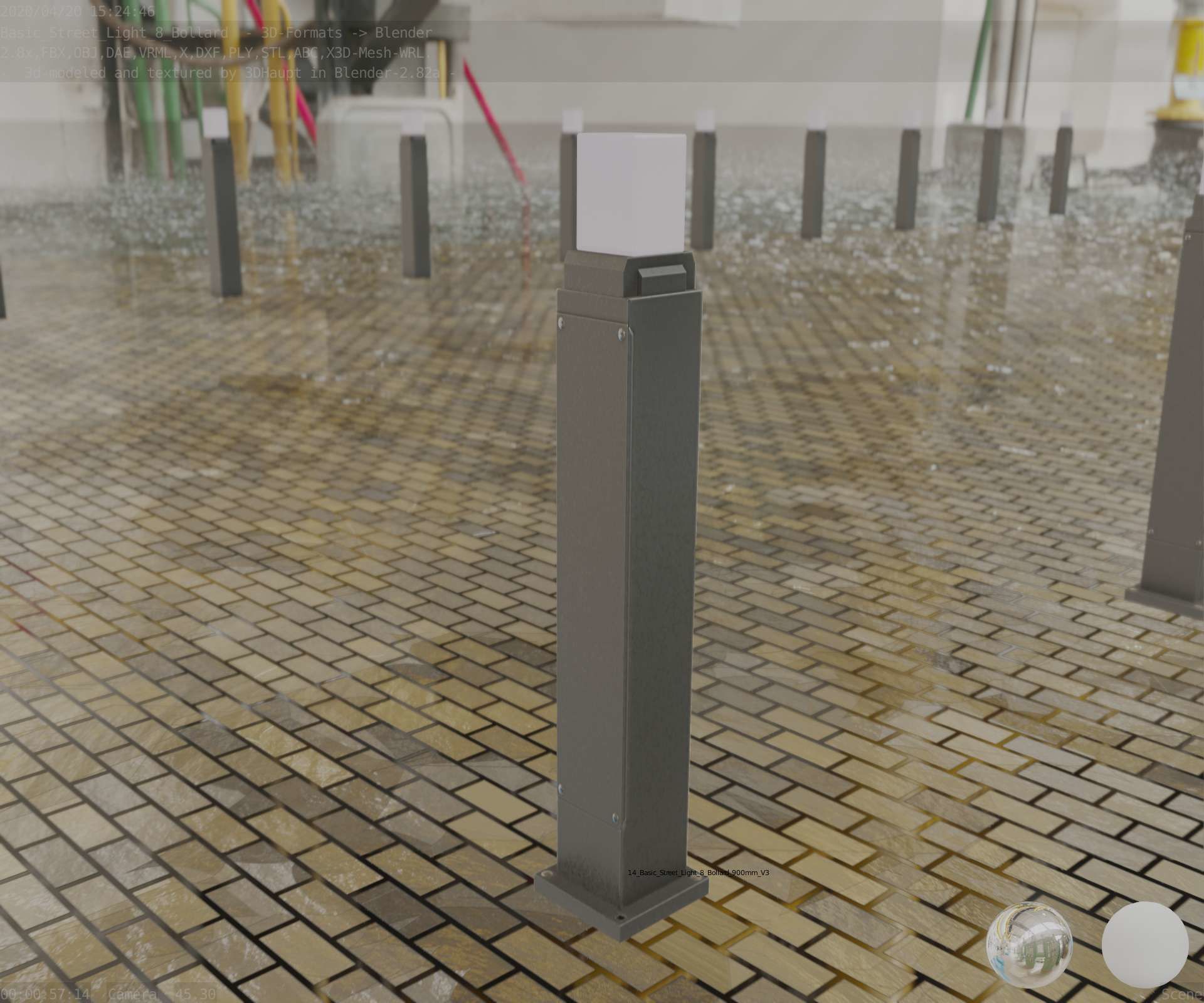Street Light 8 Bollard 900mm Basic Version 3 Low-poly 3D model_82