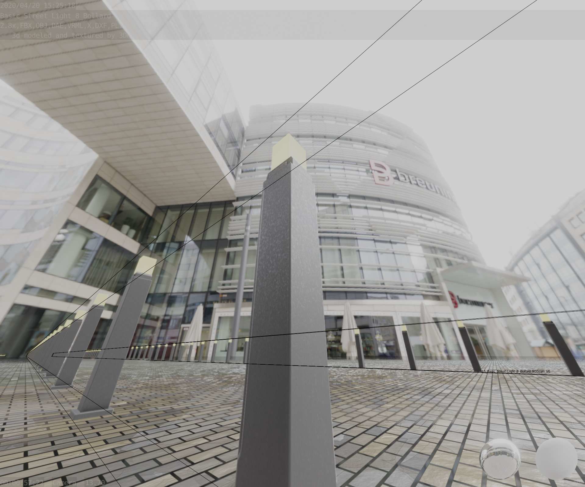 Street Light 8 Bollard 900mm Basic Version 3 Low-poly 3D model_90