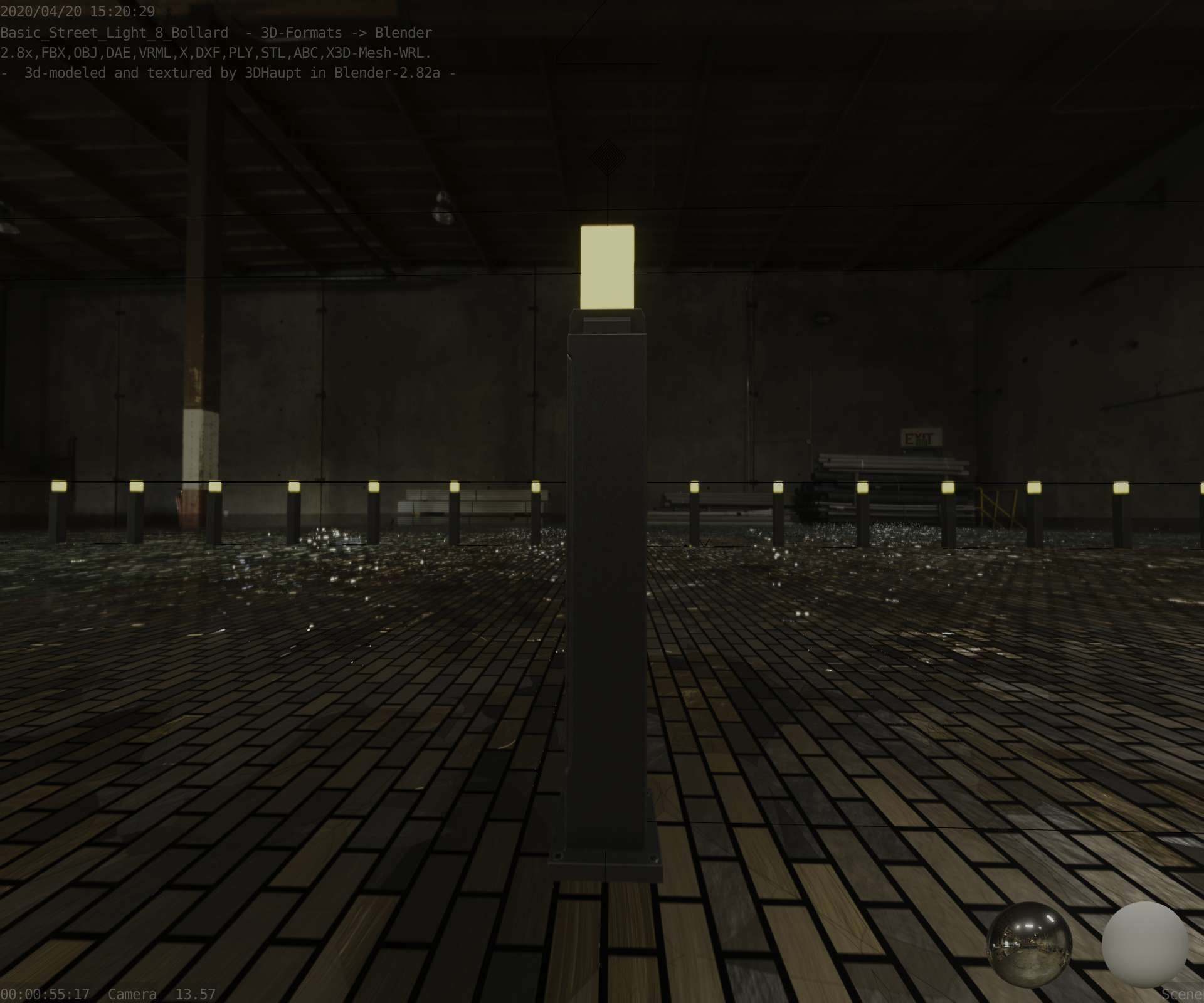 Street Light 8 Bollard 900mm Basic Version 3 Low-poly 3D model_37