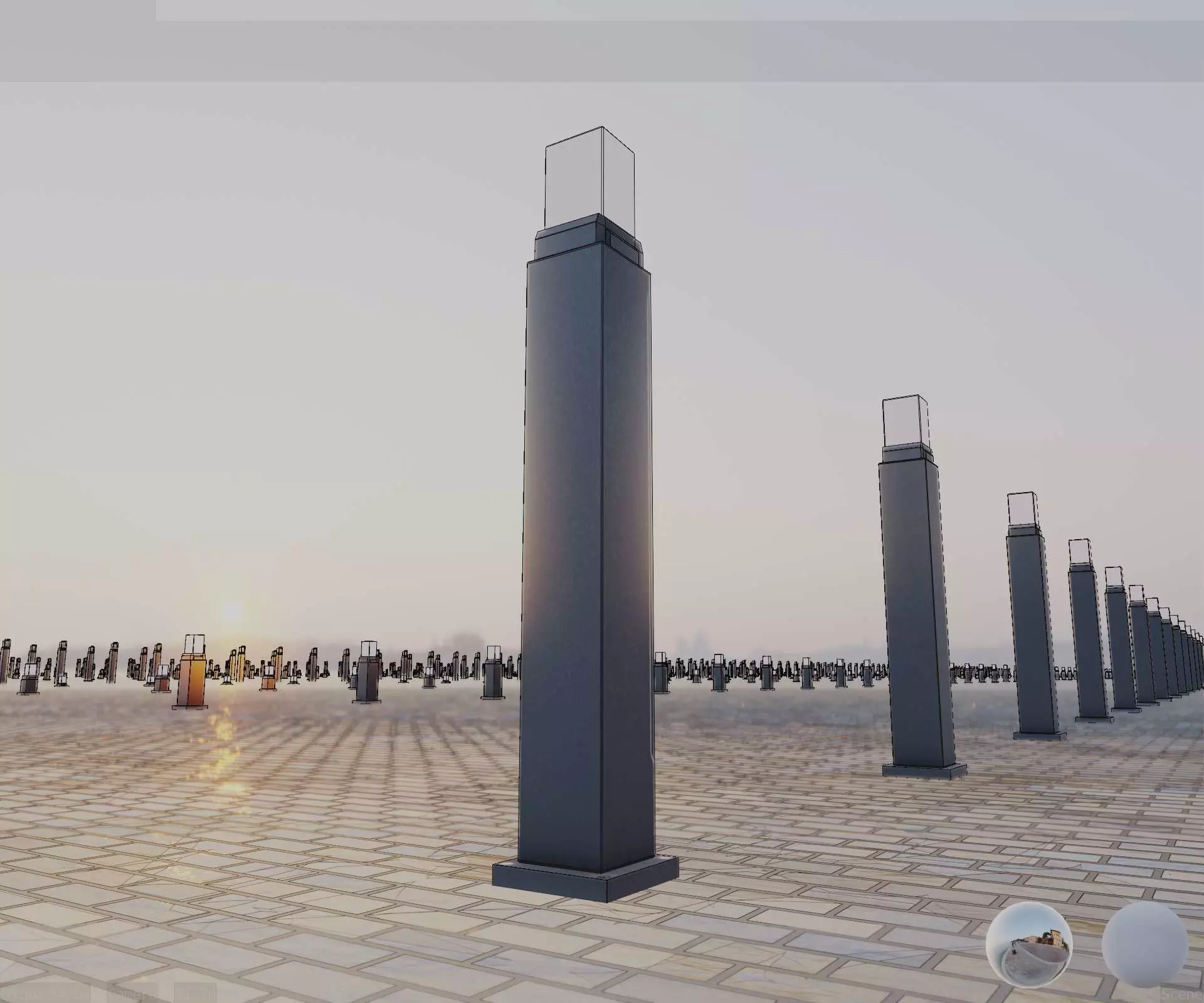 Street Light 8 Bollard 900mm Basic Version 3 Low-poly 3D model_0