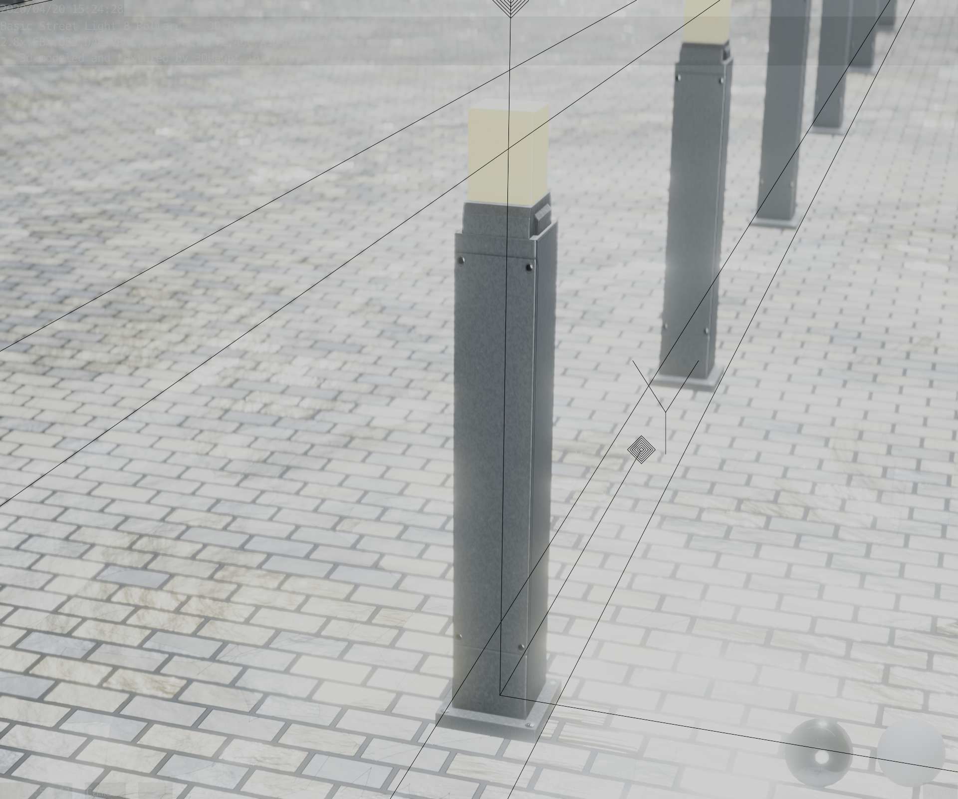 Street Light 8 Bollard 900mm Basic Version 3 Low-poly 3D model_79