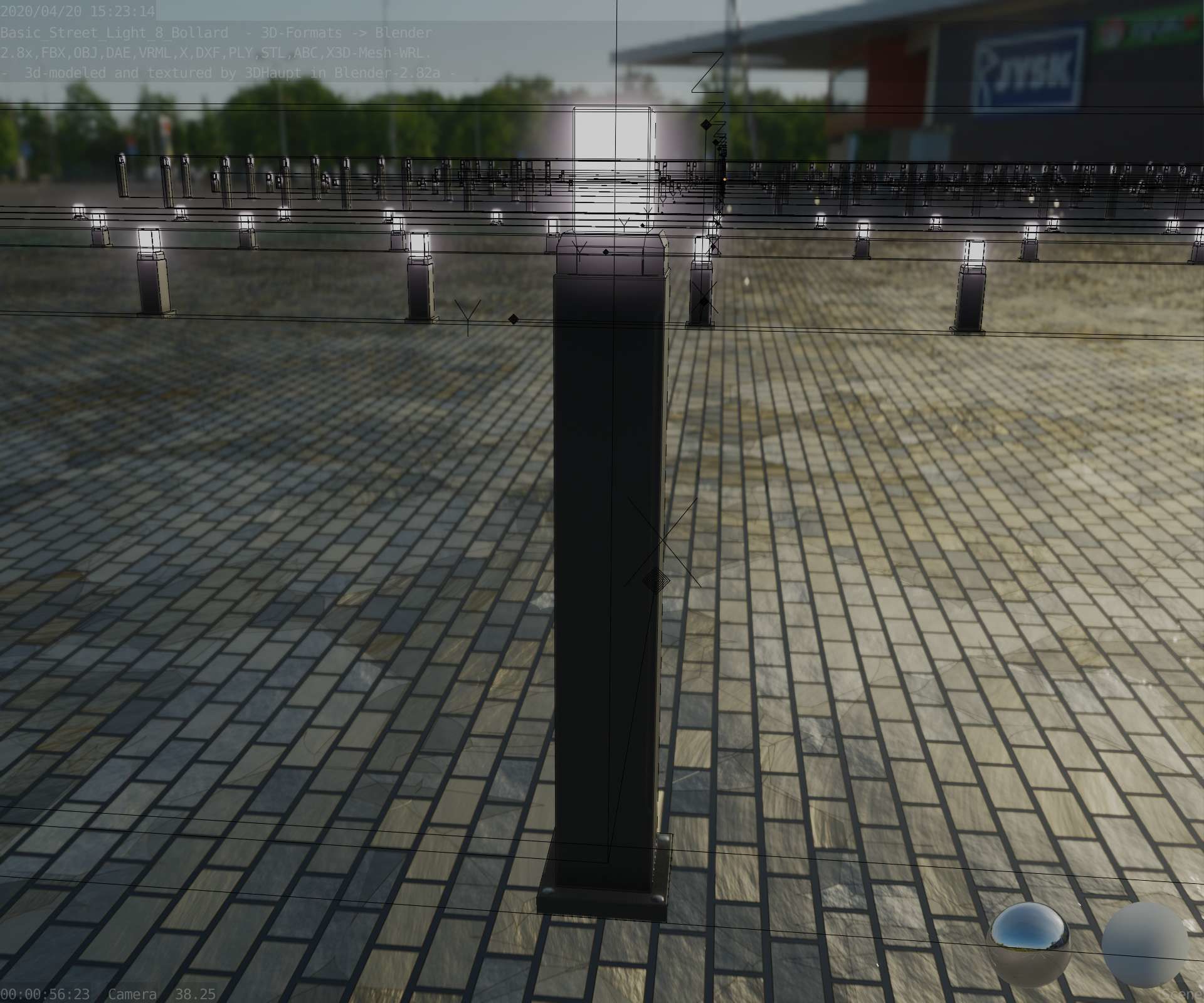 Street Light 8 Bollard 900mm Basic Version 3 Low-poly 3D model_67
