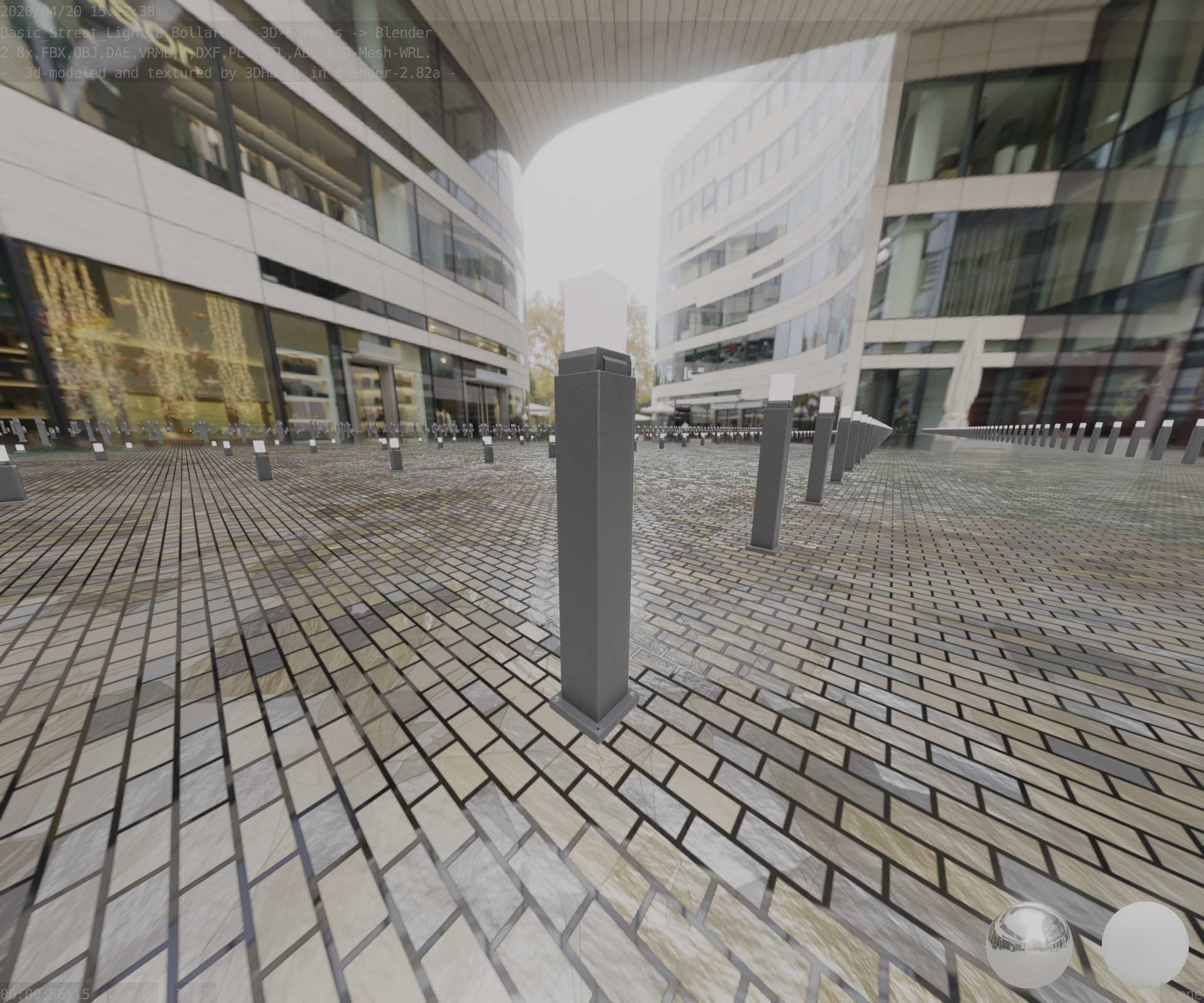 Street Light 8 Bollard 900mm Basic Version 3 Low-poly 3D model_59